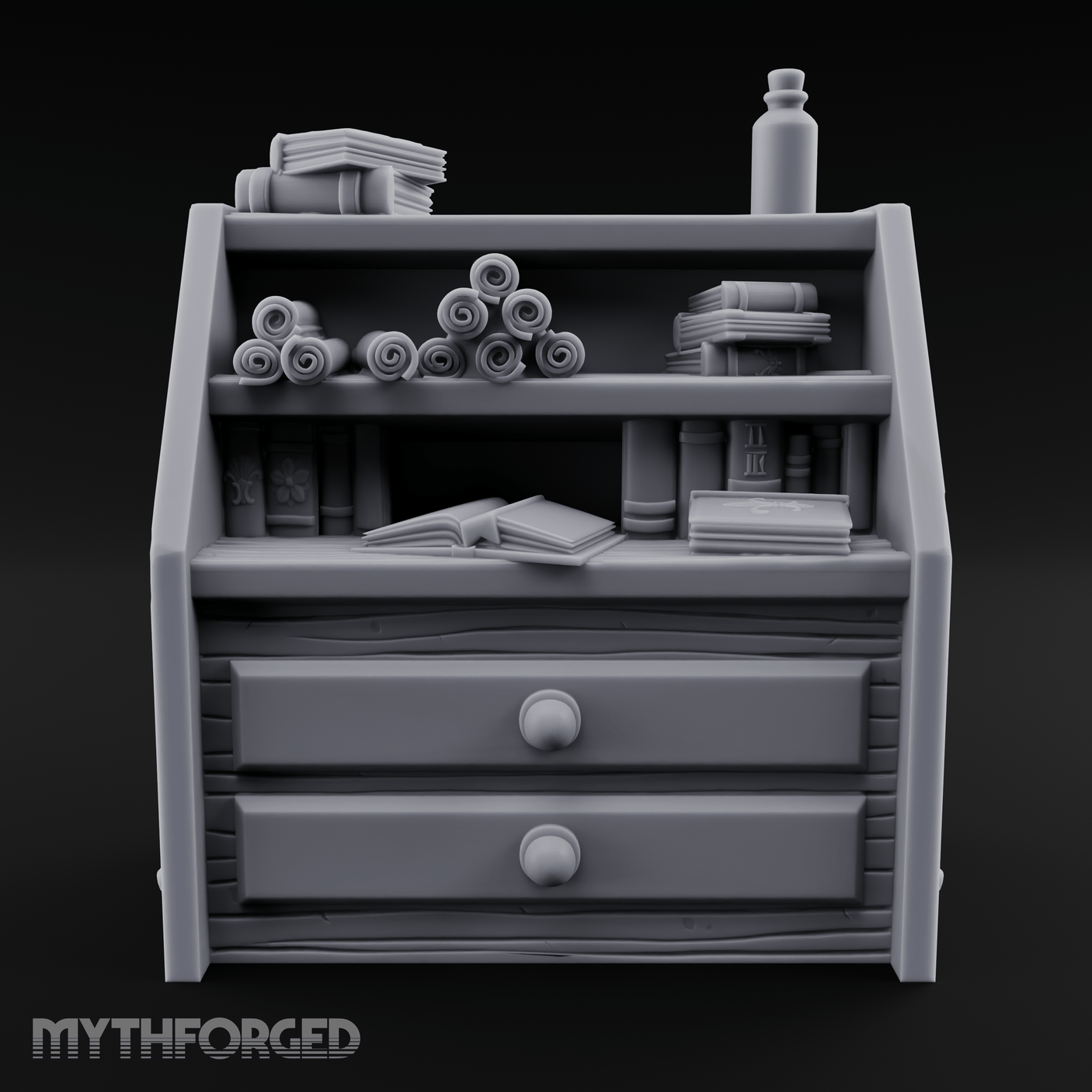 Scroll-Filled Scholar's Cabinet Miniature for Dungeons and Dragons, Pathfinder or other TTRPGs