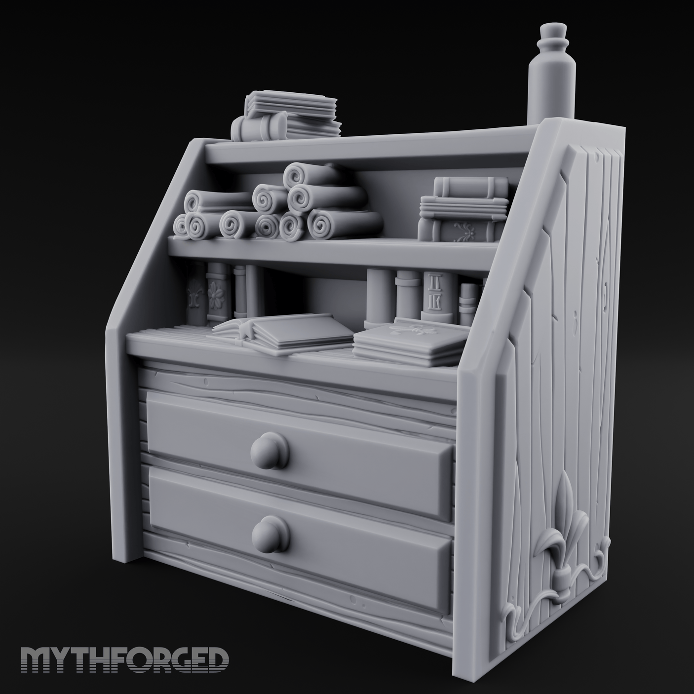 Scroll-Filled Scholar's Cabinet Miniature for Dungeons and Dragons, Pathfinder or other TTRPGs