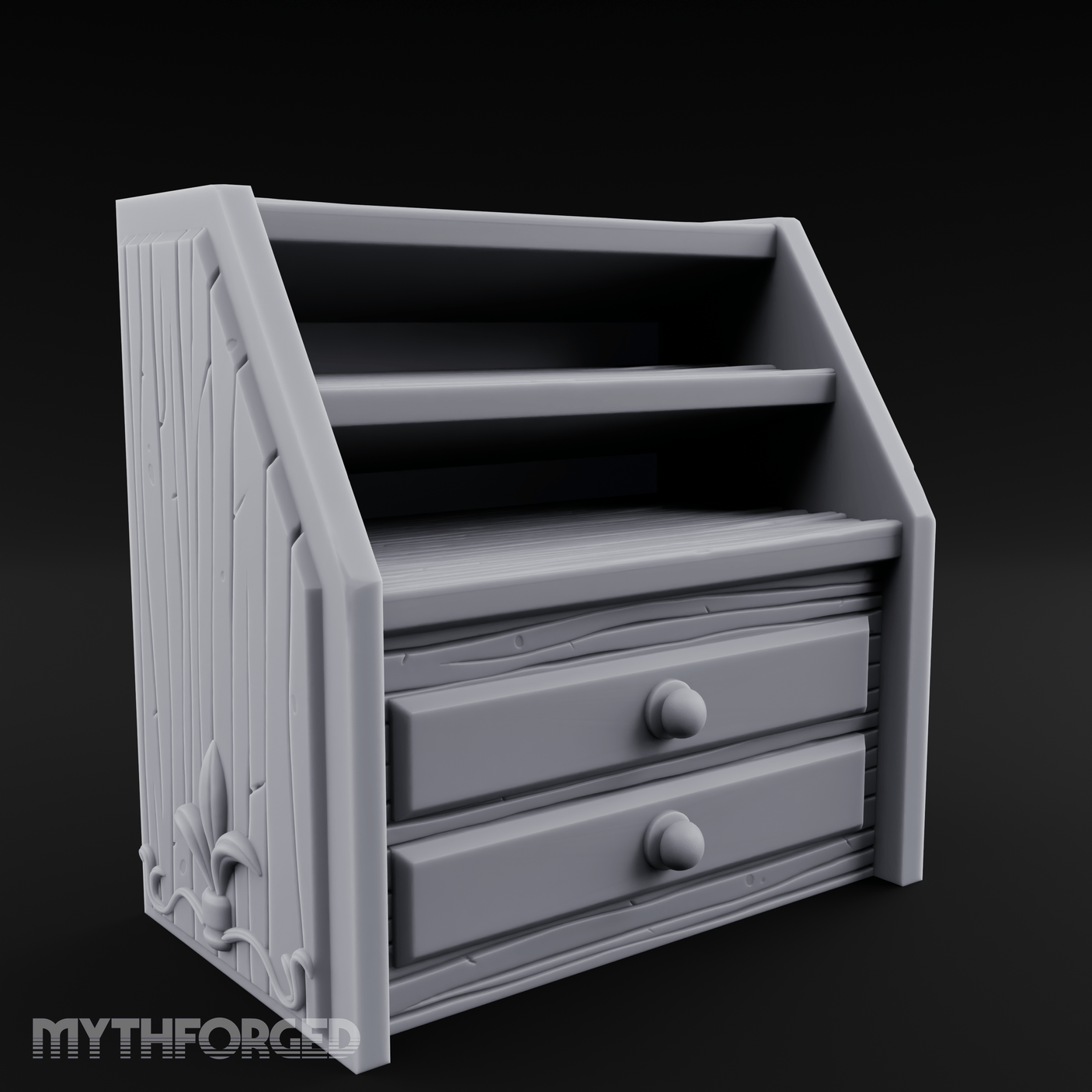 Empty-Shelved Storage Chest Drawers Miniature for Dungeons and Dragons, Pathfinder or other TTRPGs