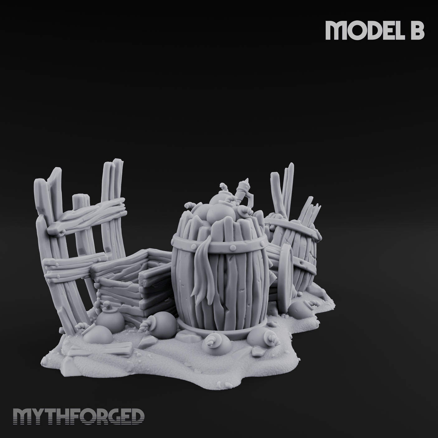 Wrecked Shipwreck Debris B Miniature for Dungeons and Dragons, Pathfinder or other TTRPGs