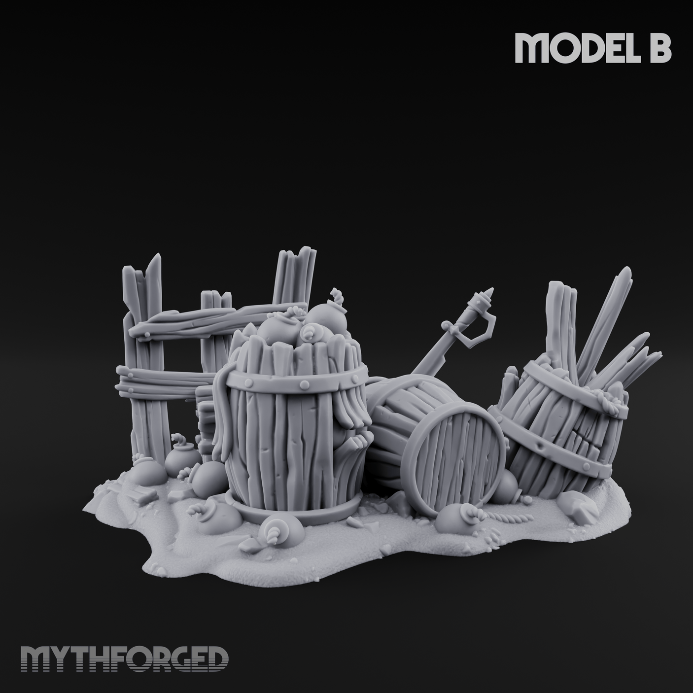 Wrecked Shipwreck Debris B Miniature for Dungeons and Dragons, Pathfinder or other TTRPGs