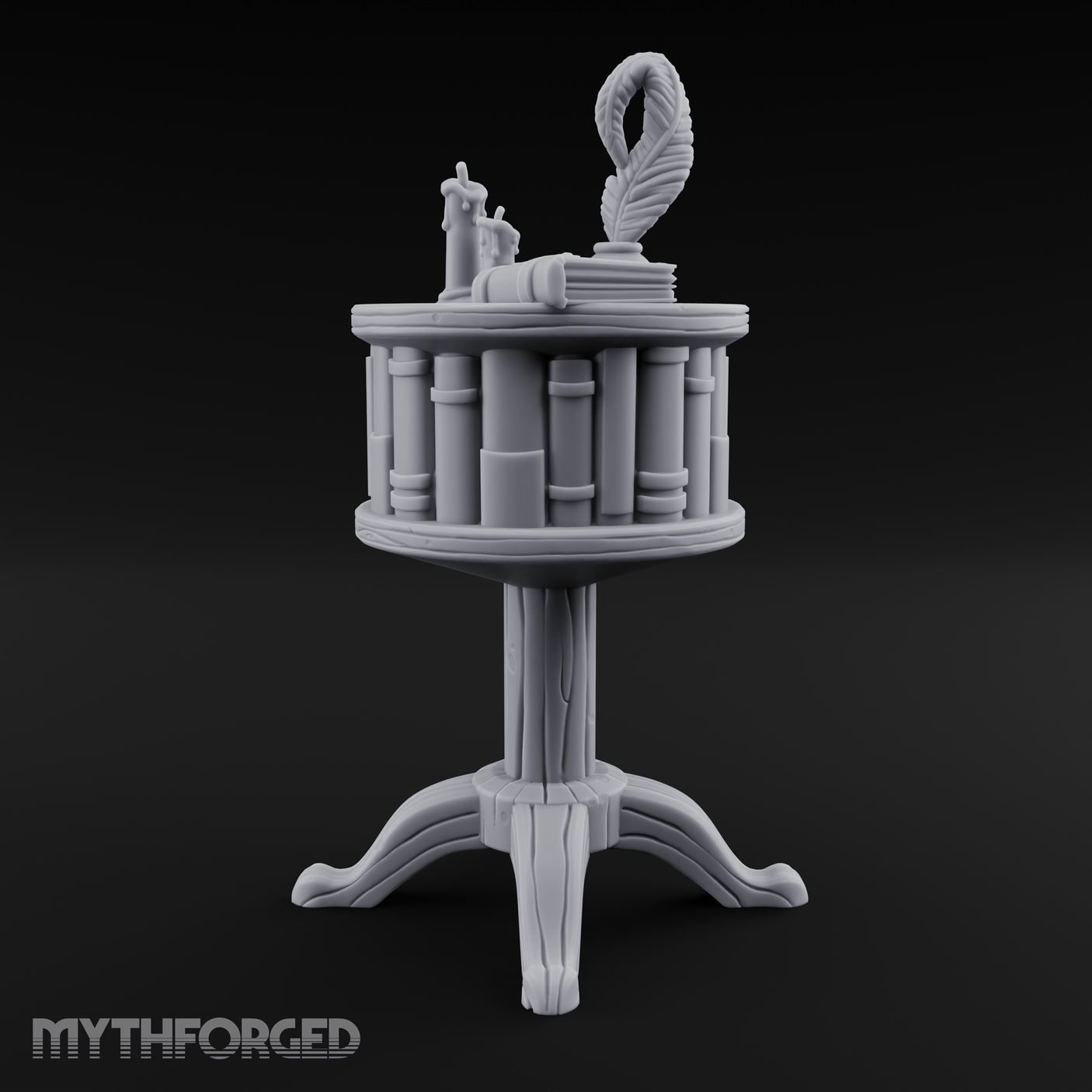 Feather-Crowned Pedestal Lectern Miniature for Dungeons and Dragons, Pathfinder or other TTRPGs