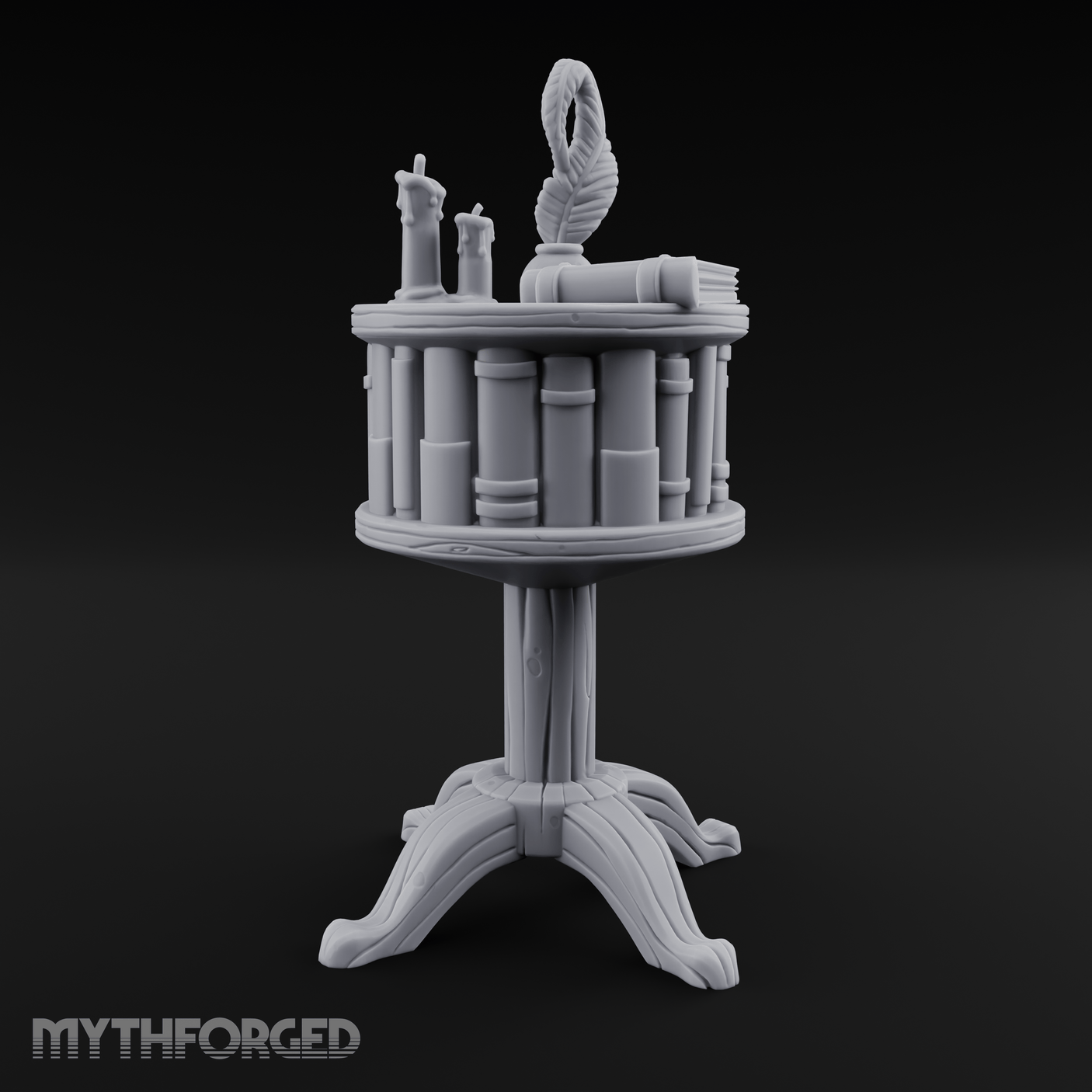 Feather-Crowned Pedestal Lectern Miniature for Dungeons and Dragons, Pathfinder or other TTRPGs