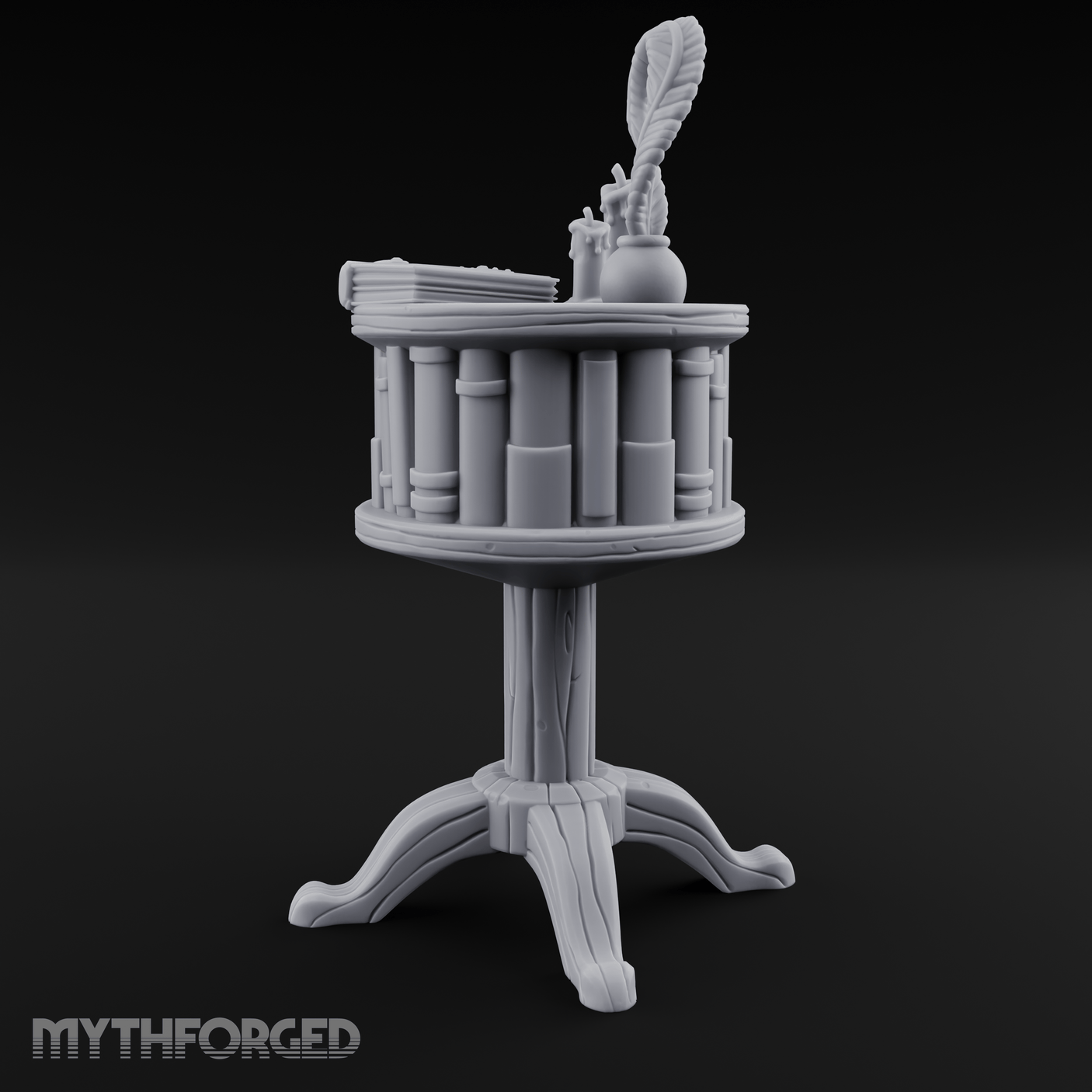 Feather-Crowned Pedestal Lectern Miniature for Dungeons and Dragons, Pathfinder or other TTRPGs