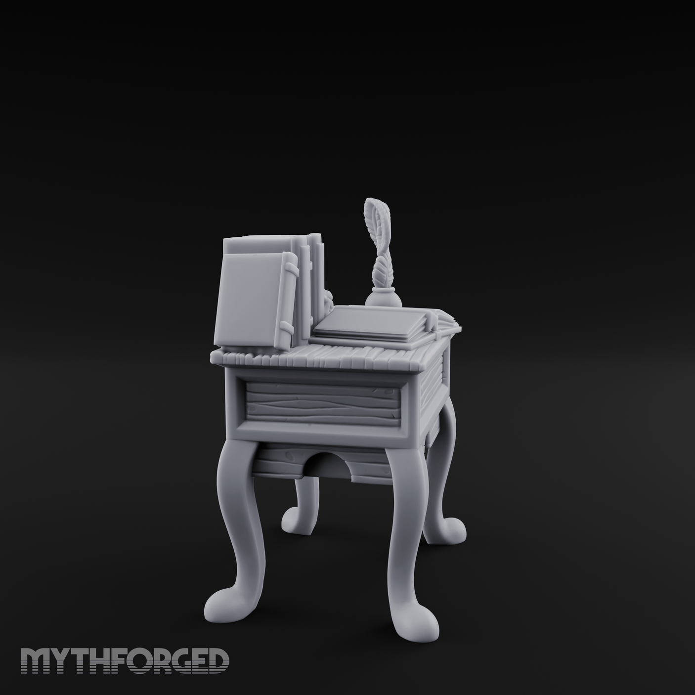 Skull-Crowned Scholar's Writing Desk Miniature for Dungeons and Dragons, Pathfinder or other TTRPGs