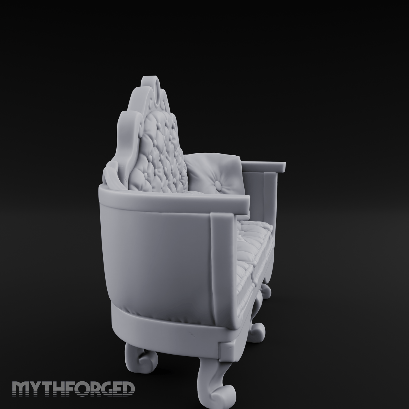 Quilted-Crowned Noble Settee Miniature for Dungeons and Dragons, Pathfinder or other TTRPGs