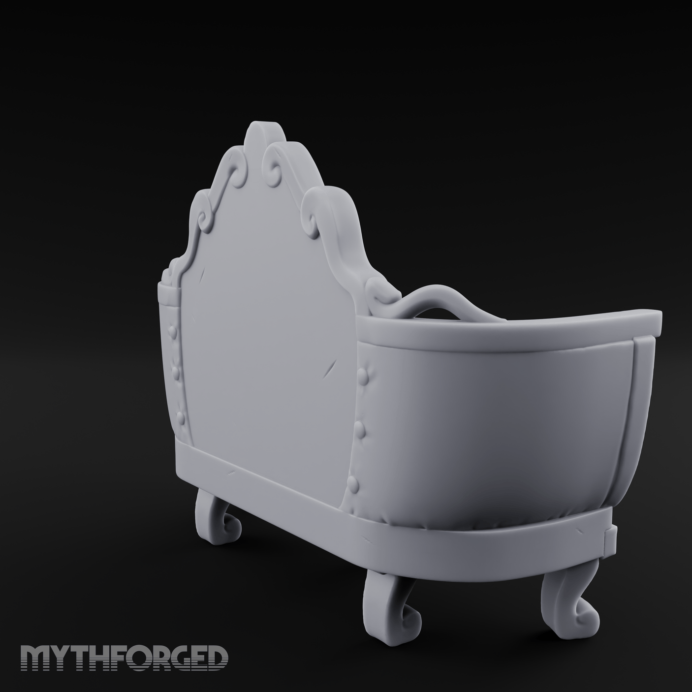 Quilted-Crowned Noble Settee Miniature for Dungeons and Dragons, Pathfinder or other TTRPGs