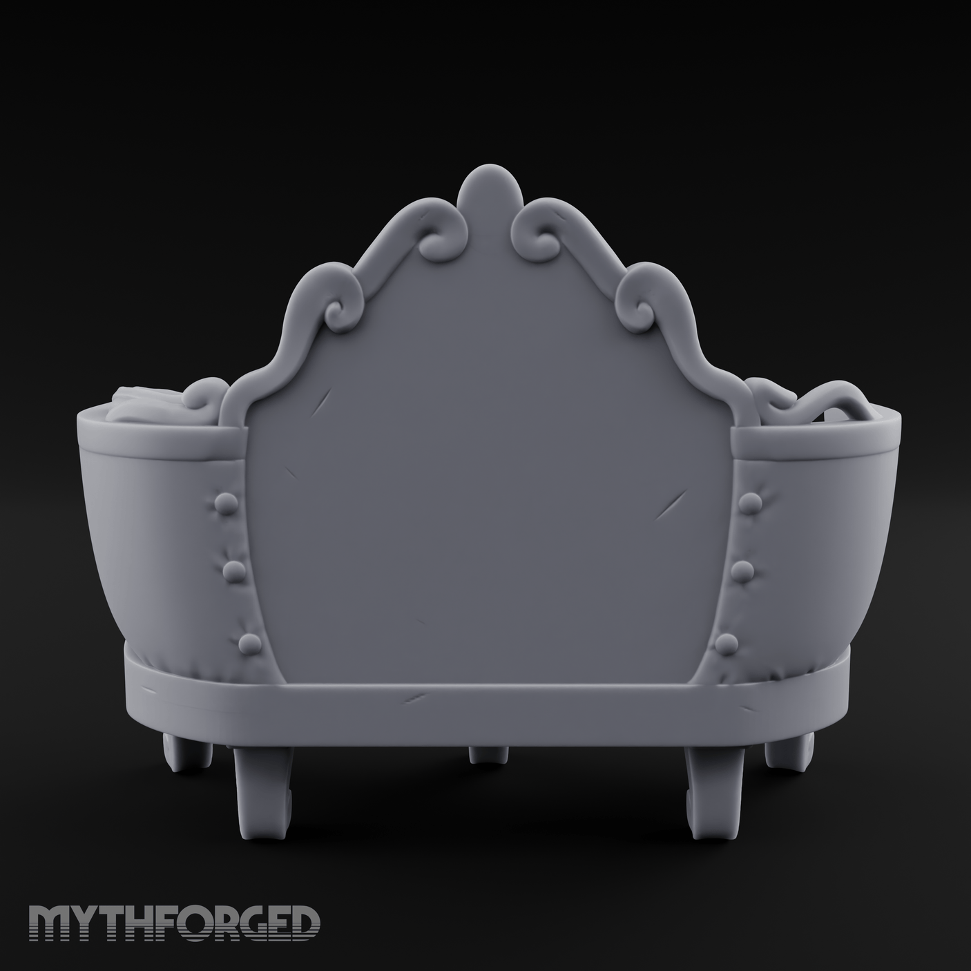 Quilted-Crowned Noble Settee Miniature for Dungeons and Dragons, Pathfinder or other TTRPGs
