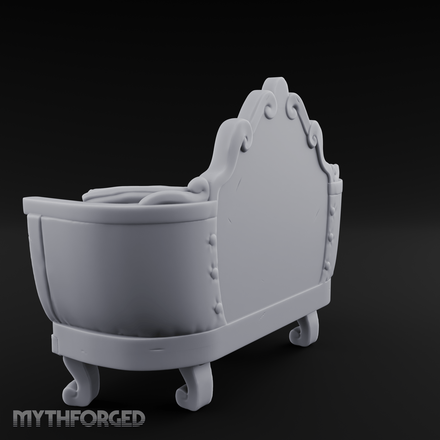 Quilted-Crowned Noble Settee Miniature for Dungeons and Dragons, Pathfinder or other TTRPGs