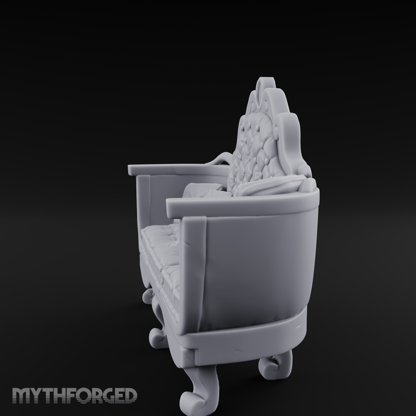 Quilted-Crowned Noble Settee Miniature for Dungeons and Dragons, Pathfinder or other TTRPGs