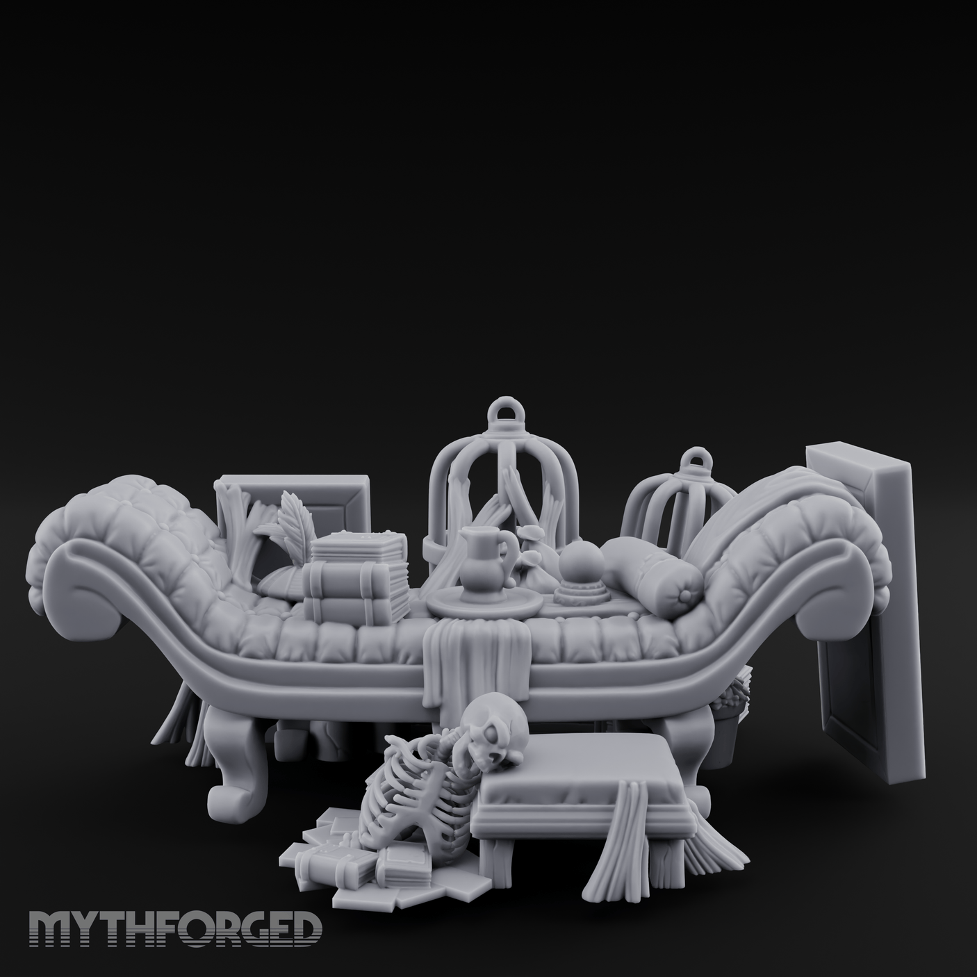 Opulent Noble's Lounge Set Miniature for Dungeons and Dragons, Pathfinder or other TTRPGs