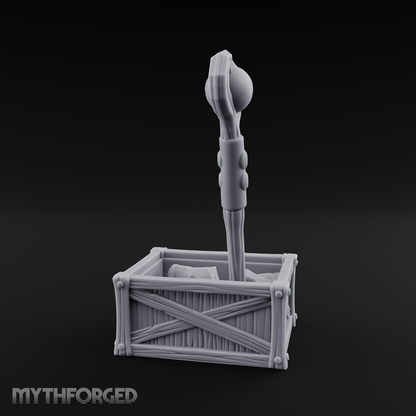 Enchanted Wizard Staff Crate Miniature for Dungeons and Dragons, Pathfinder or other TTRPGs