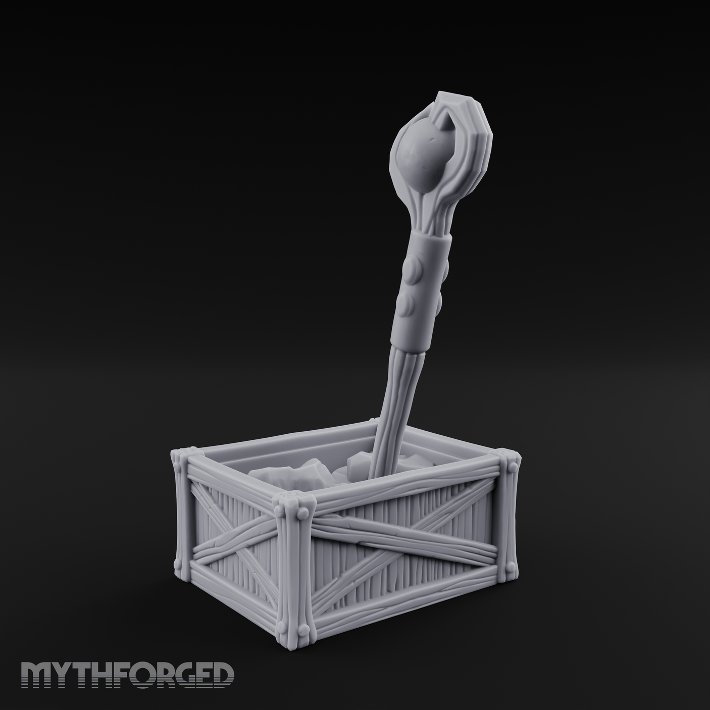 Enchanted Wizard Staff Crate Miniature for Dungeons and Dragons, Pathfinder or other TTRPGs