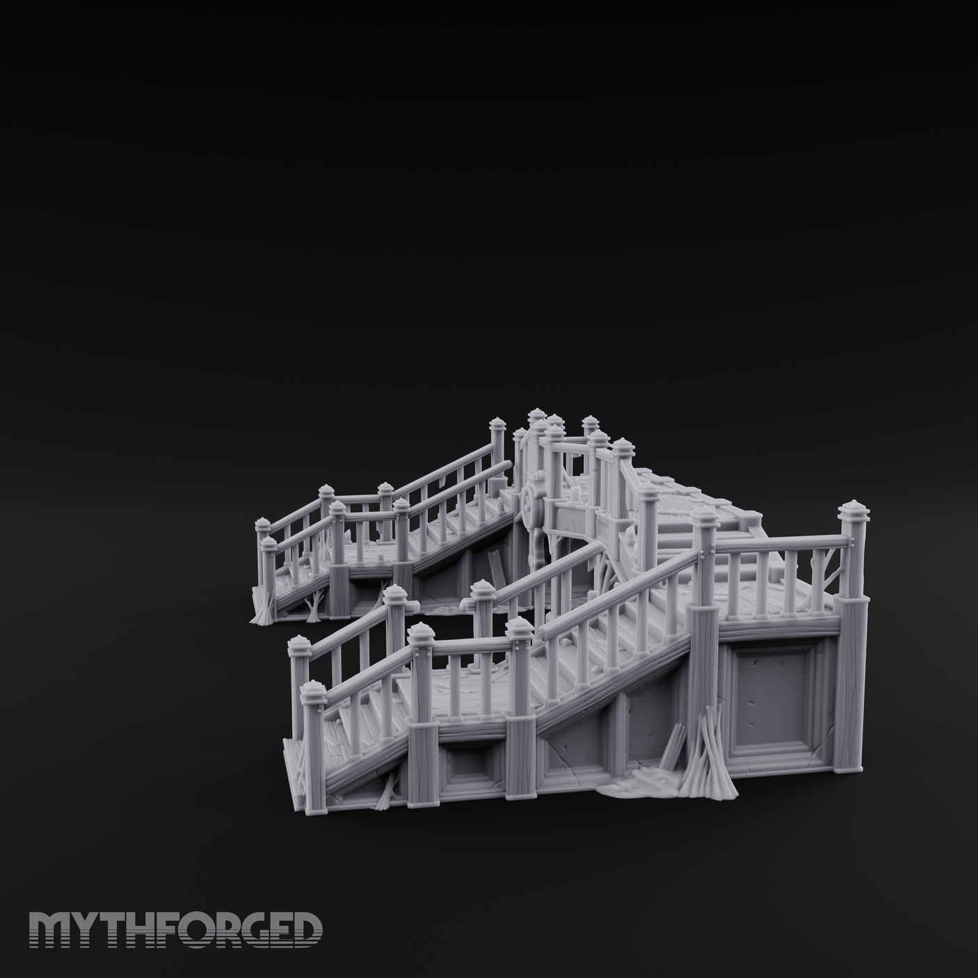 Dual-Staircase Overlook Miniature for Dungeons and Dragons, Pathfinder or other TTRPGs