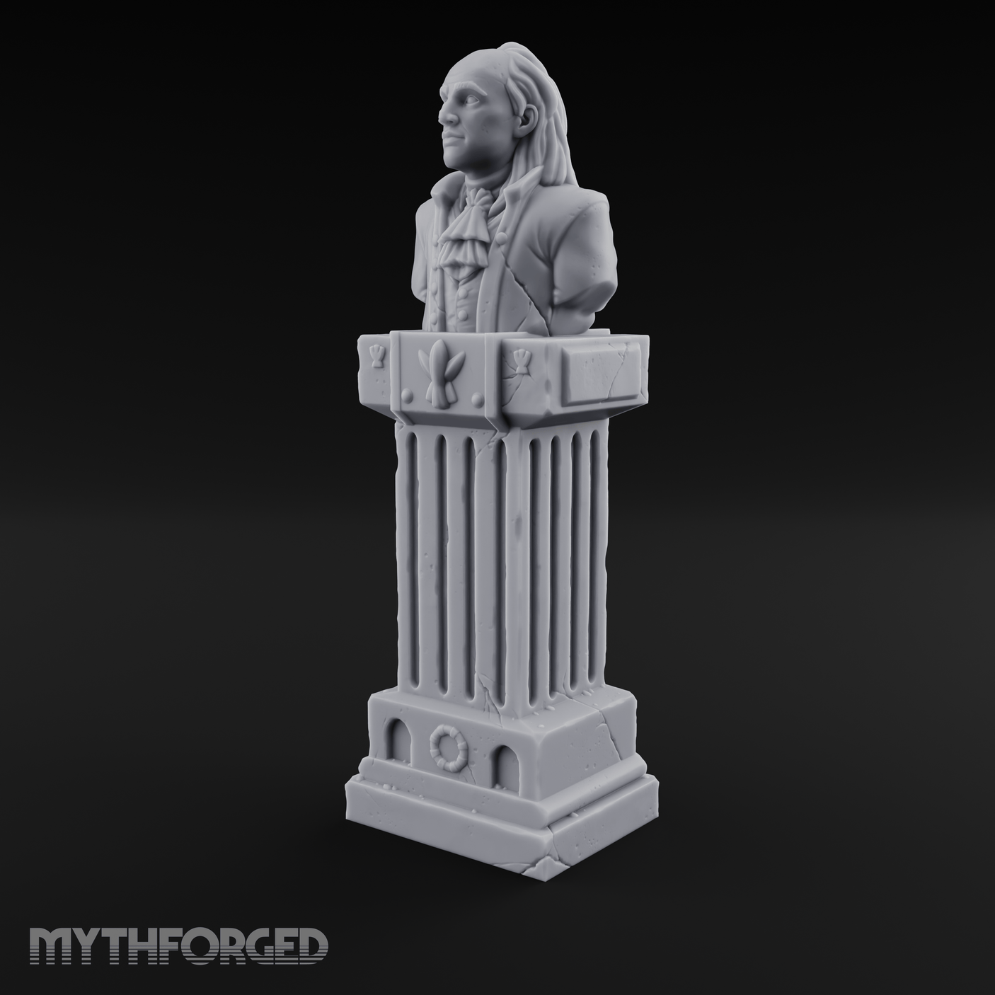 Marble-Columned Noble Bust Monument Miniature for Dungeons and Dragons, Pathfinder or other TTRPGs