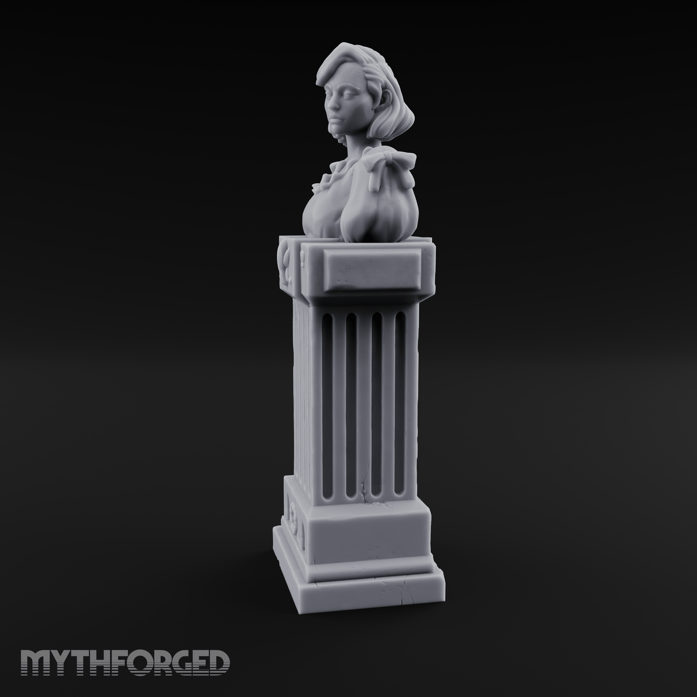 Pedestal-Mounted Noble Woman Bust Miniature for Dungeons and Dragons, Pathfinder or other TTRPGs
