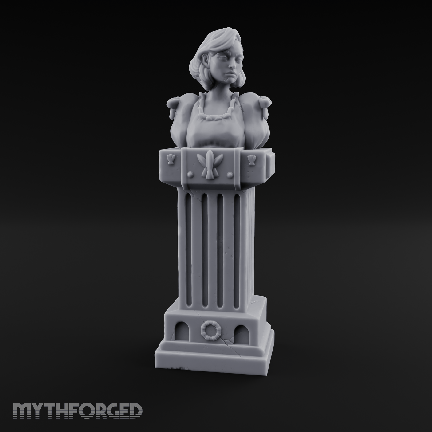 Pedestal-Mounted Noble Woman Bust Miniature for Dungeons and Dragons, Pathfinder or other TTRPGs
