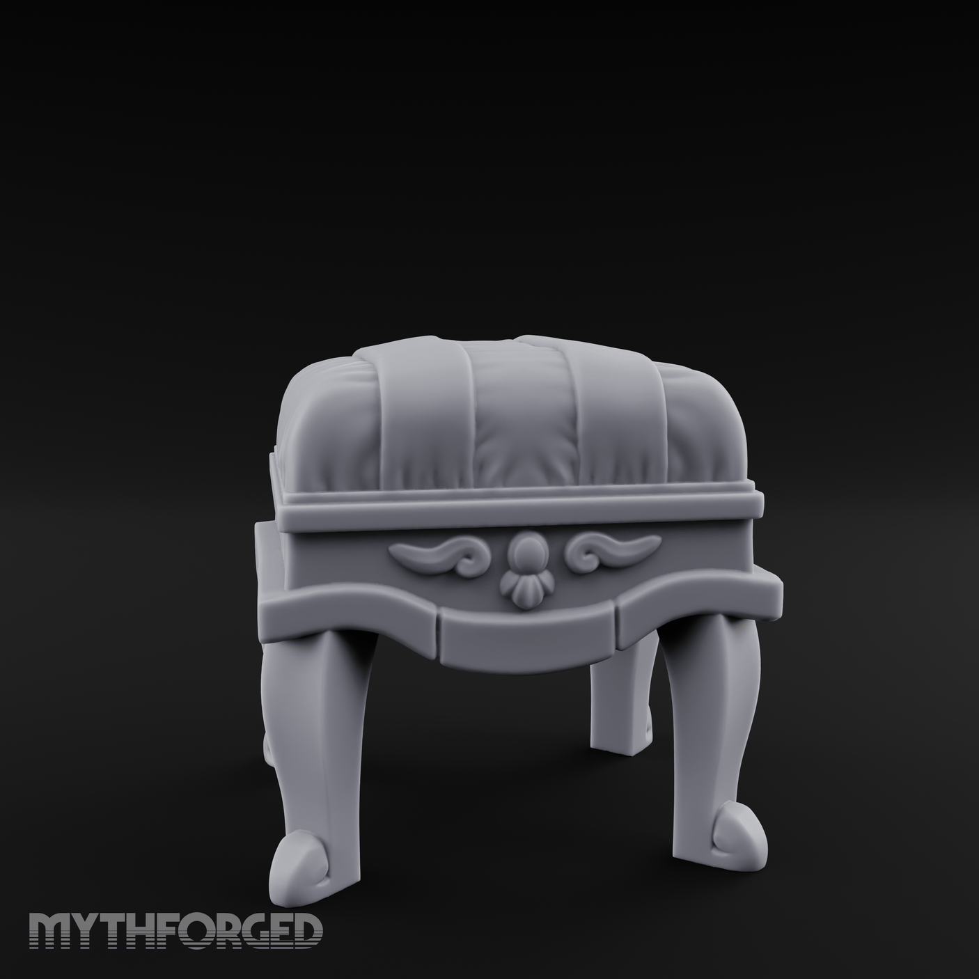 Scroll-Backed Nobleman's Stool Miniature for Dungeons and Dragons, Pathfinder or other TTRPGs