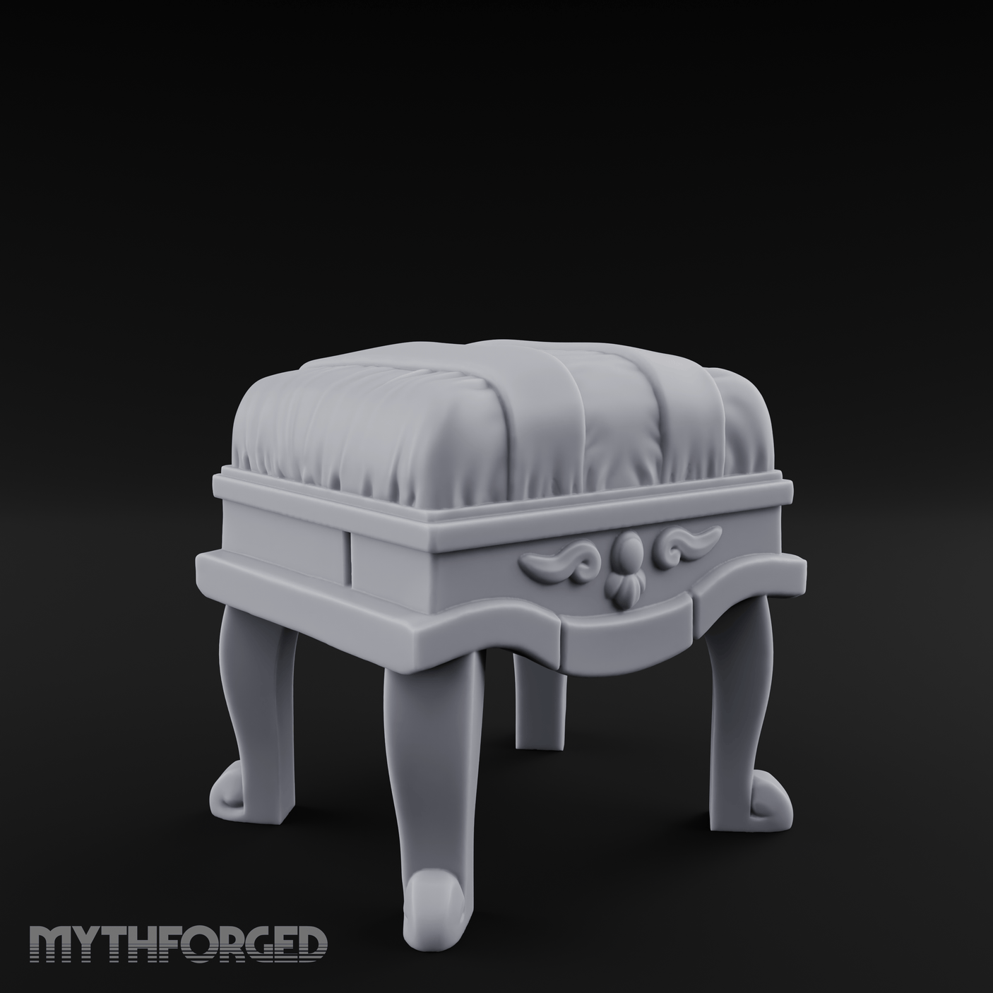 Scroll-Backed Nobleman's Stool Miniature for Dungeons and Dragons, Pathfinder or other TTRPGs