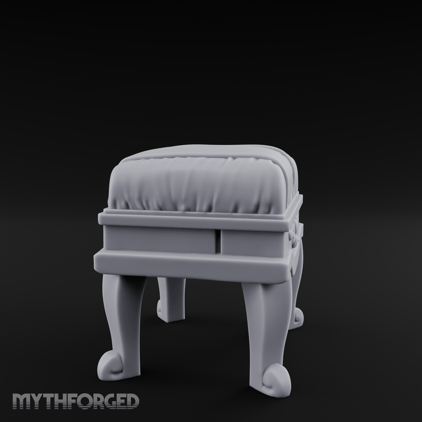 Scroll-Backed Nobleman's Stool Miniature for Dungeons and Dragons, Pathfinder or other TTRPGs