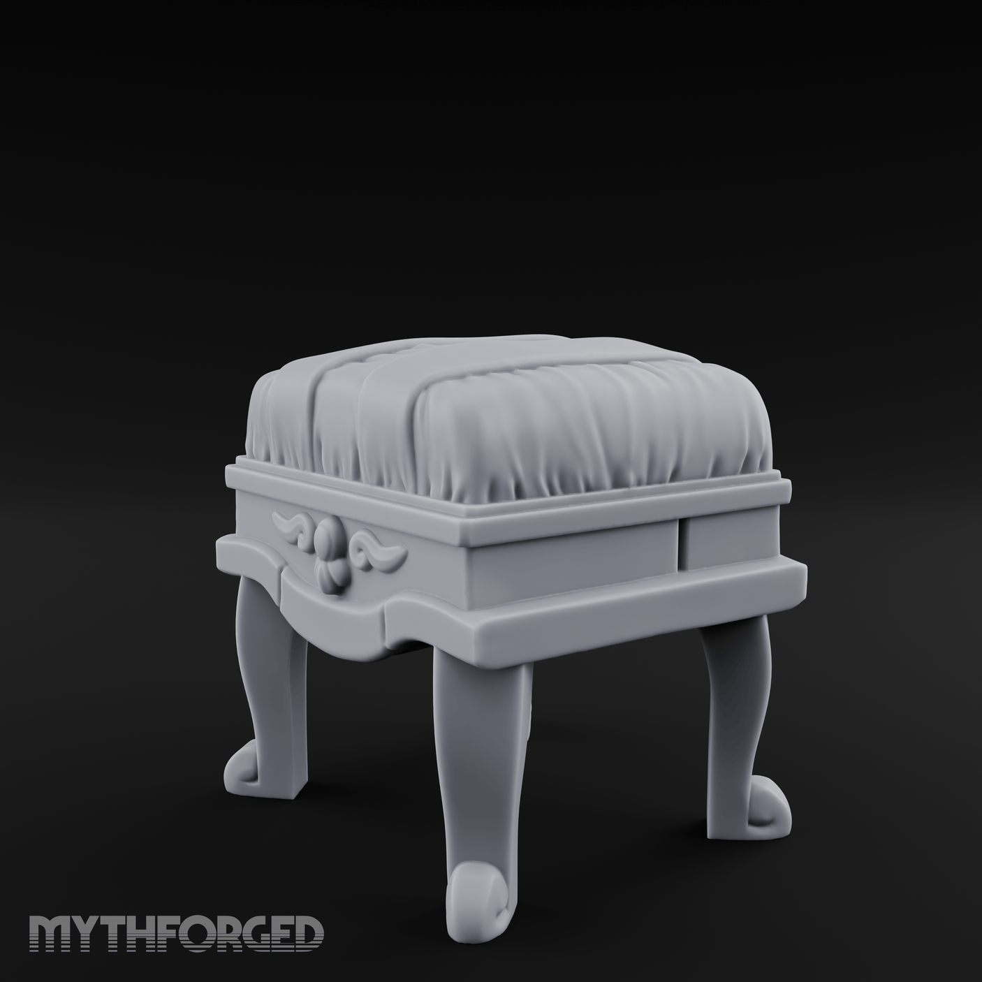 Scroll-Backed Nobleman's Stool Miniature for Dungeons and Dragons, Pathfinder or other TTRPGs