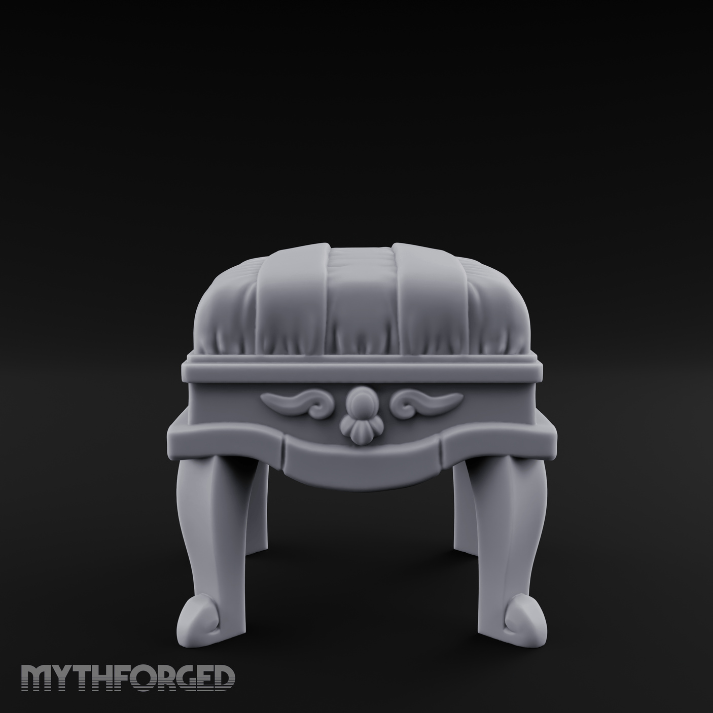Scroll-Backed Nobleman's Stool Miniature for Dungeons and Dragons, Pathfinder or other TTRPGs