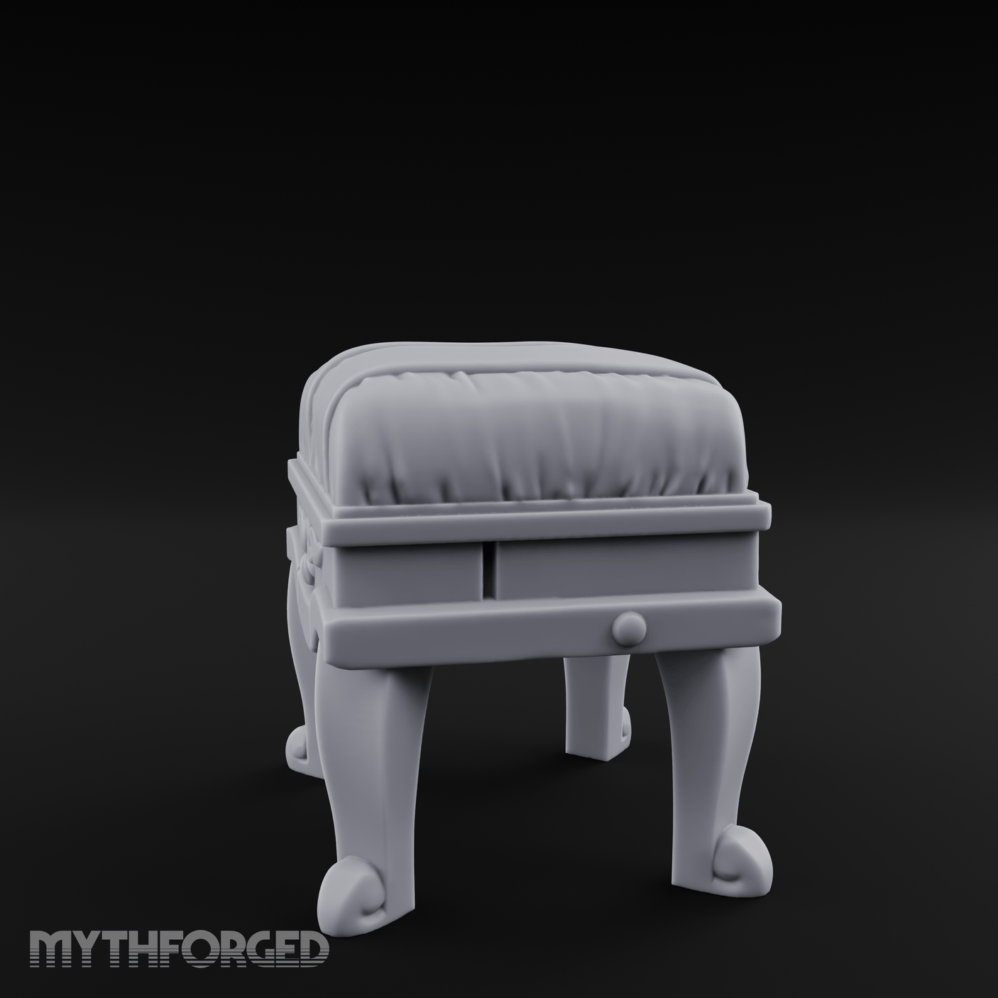 Scroll-Backed Nobleman's Stool Miniature for Dungeons and Dragons, Pathfinder or other TTRPGs