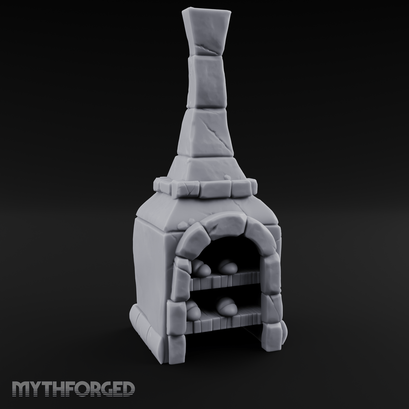 Bread-Filled Stone Baker’s Oven Miniature for Dungeons and Dragons, Pathfinder or other TTRPGs
