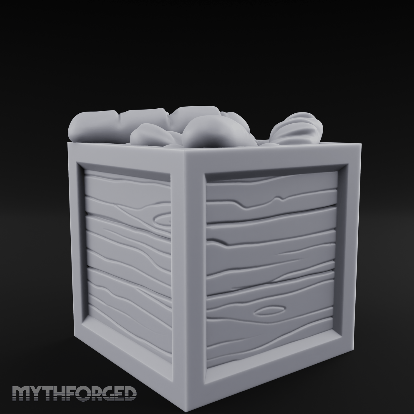 Overstuffed Wooden Supply Crate Miniature for Dungeons and Dragons, Pathfinder or other TTRPGs