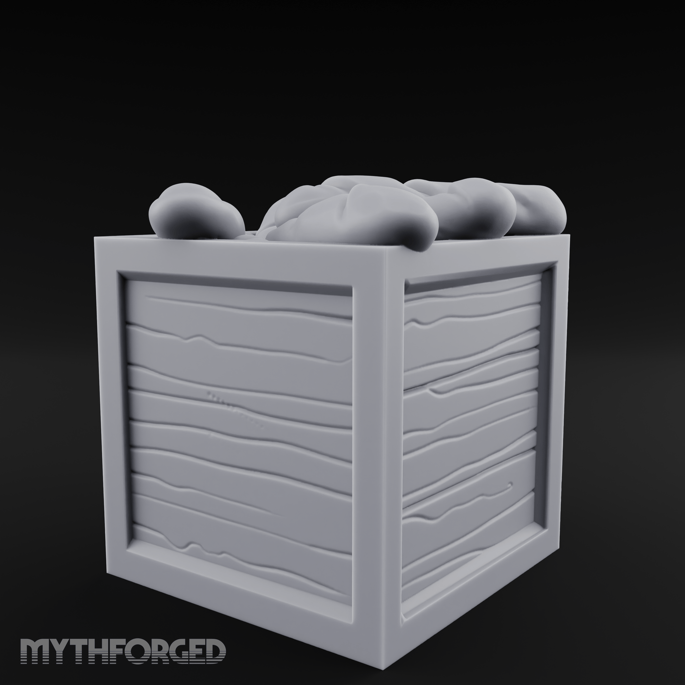 Overstuffed Wooden Supply Crate Miniature for Dungeons and Dragons, Pathfinder or other TTRPGs