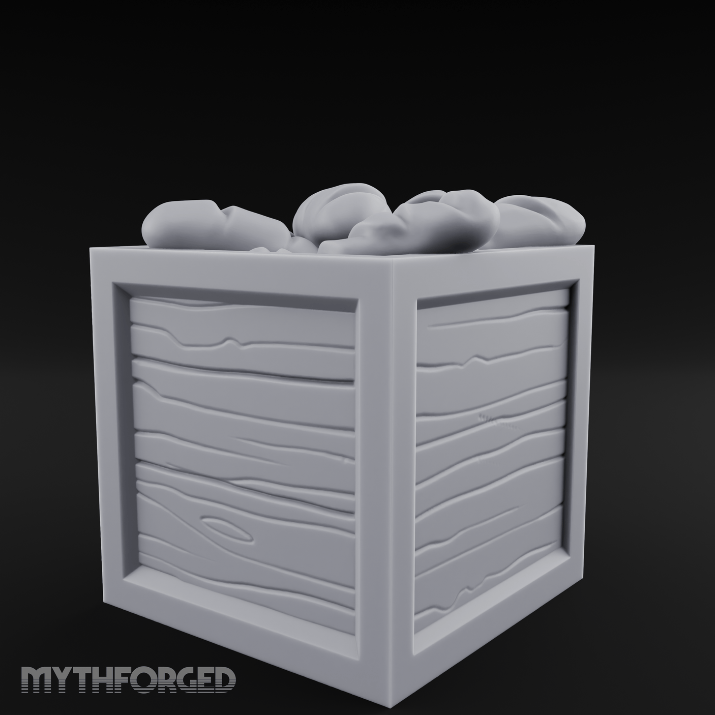 Overstuffed Wooden Supply Crate Miniature for Dungeons and Dragons, Pathfinder or other TTRPGs
