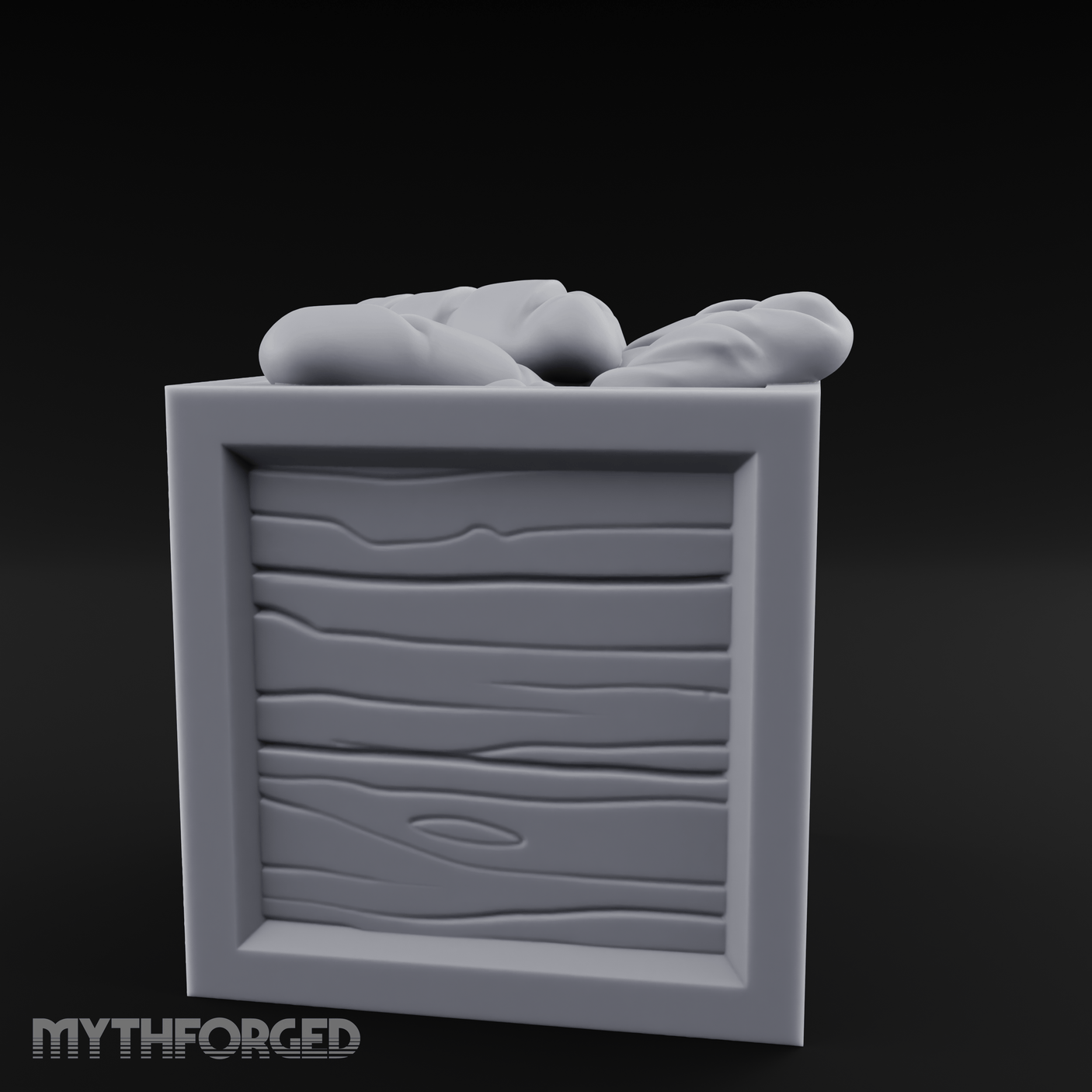 Overstuffed Wooden Supply Crate Miniature for Dungeons and Dragons, Pathfinder or other TTRPGs