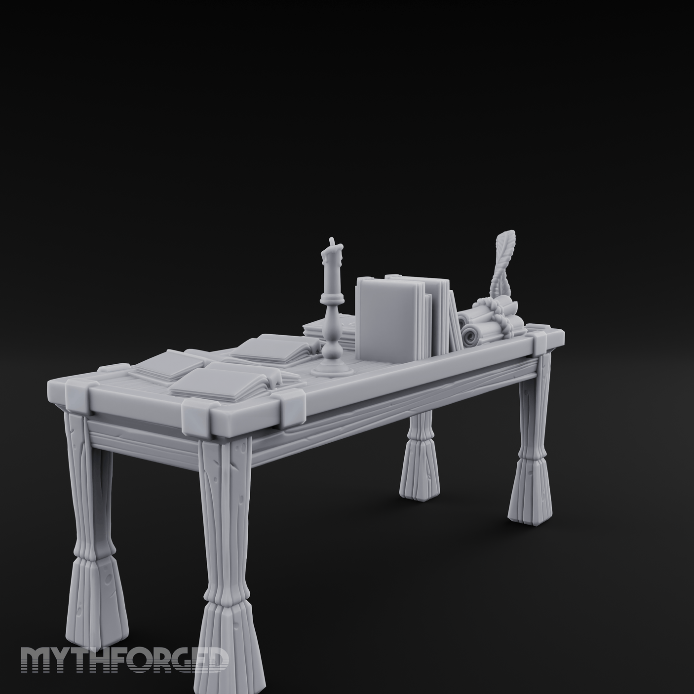 Scholar's-Scattered Study Desk Miniature for Dungeons and Dragons, Pathfinder or other TTRPGs