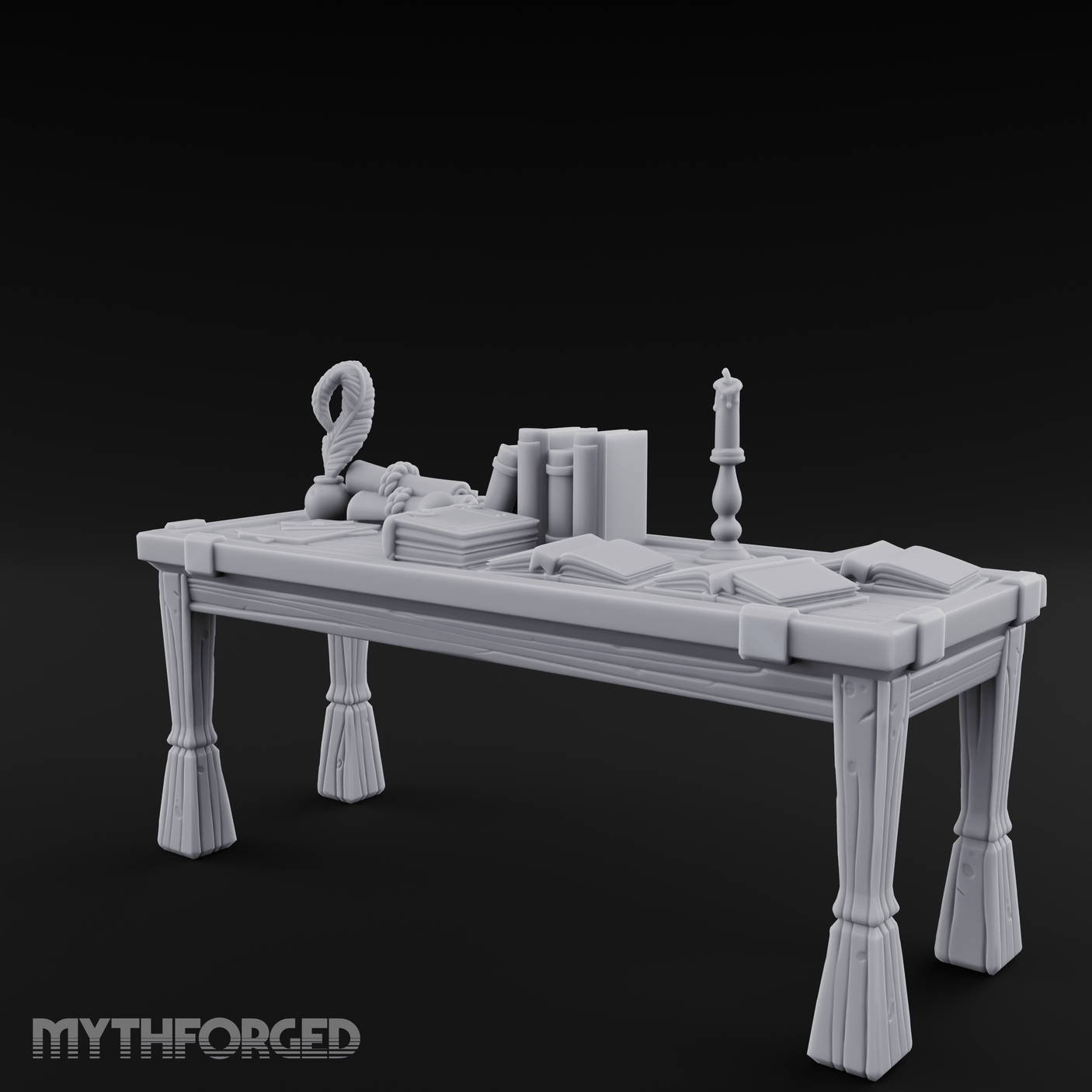 Scholar's-Scattered Study Desk Miniature for Dungeons and Dragons, Pathfinder or other TTRPGs
