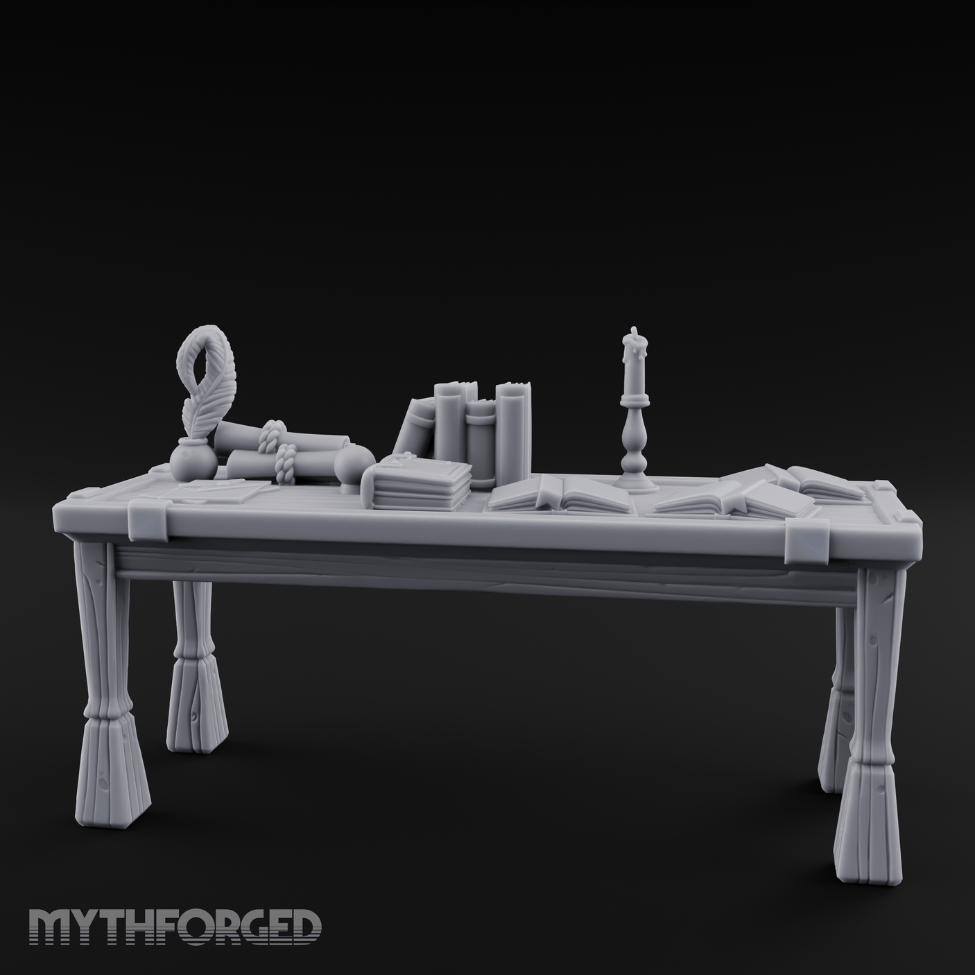 Scholar's-Scattered Study Desk Miniature for Dungeons and Dragons, Pathfinder or other TTRPGs