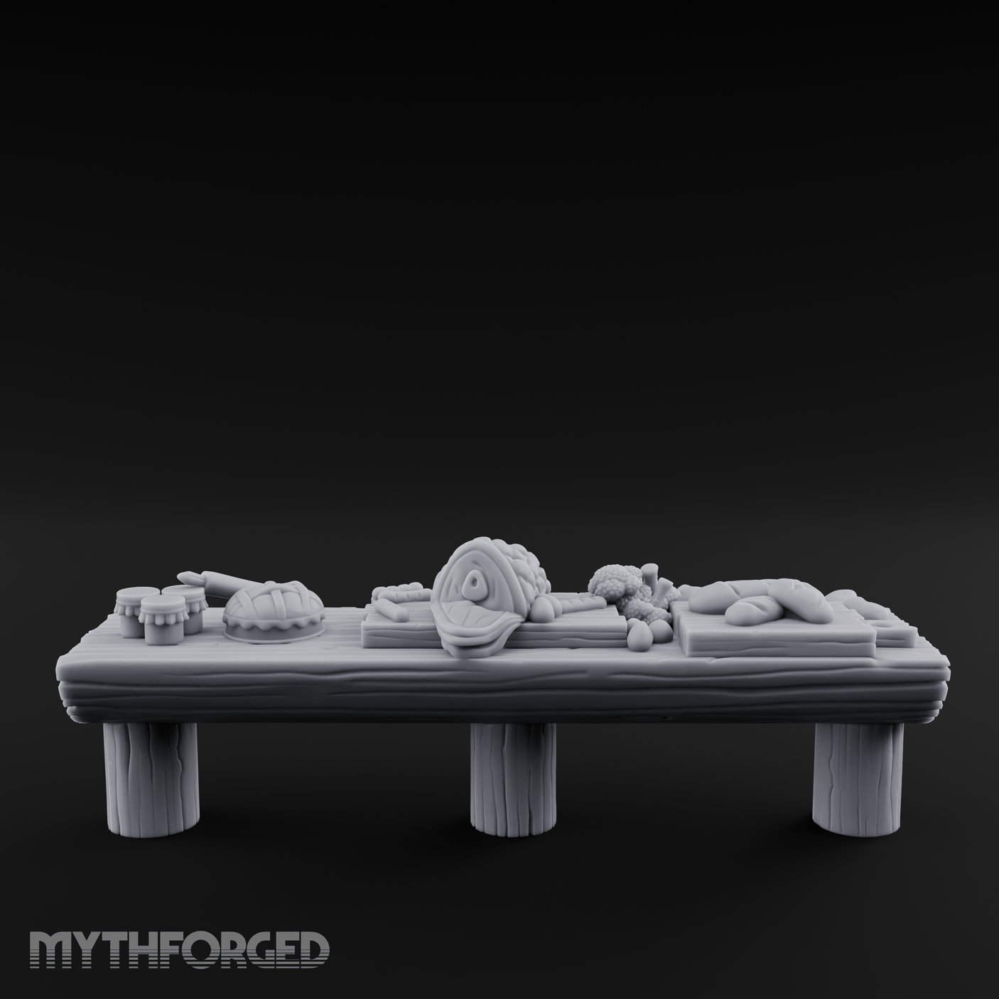 Feast-Laden Tavern Food Table Miniature for Dungeons and Dragons, Pathfinder or other TTRPGs