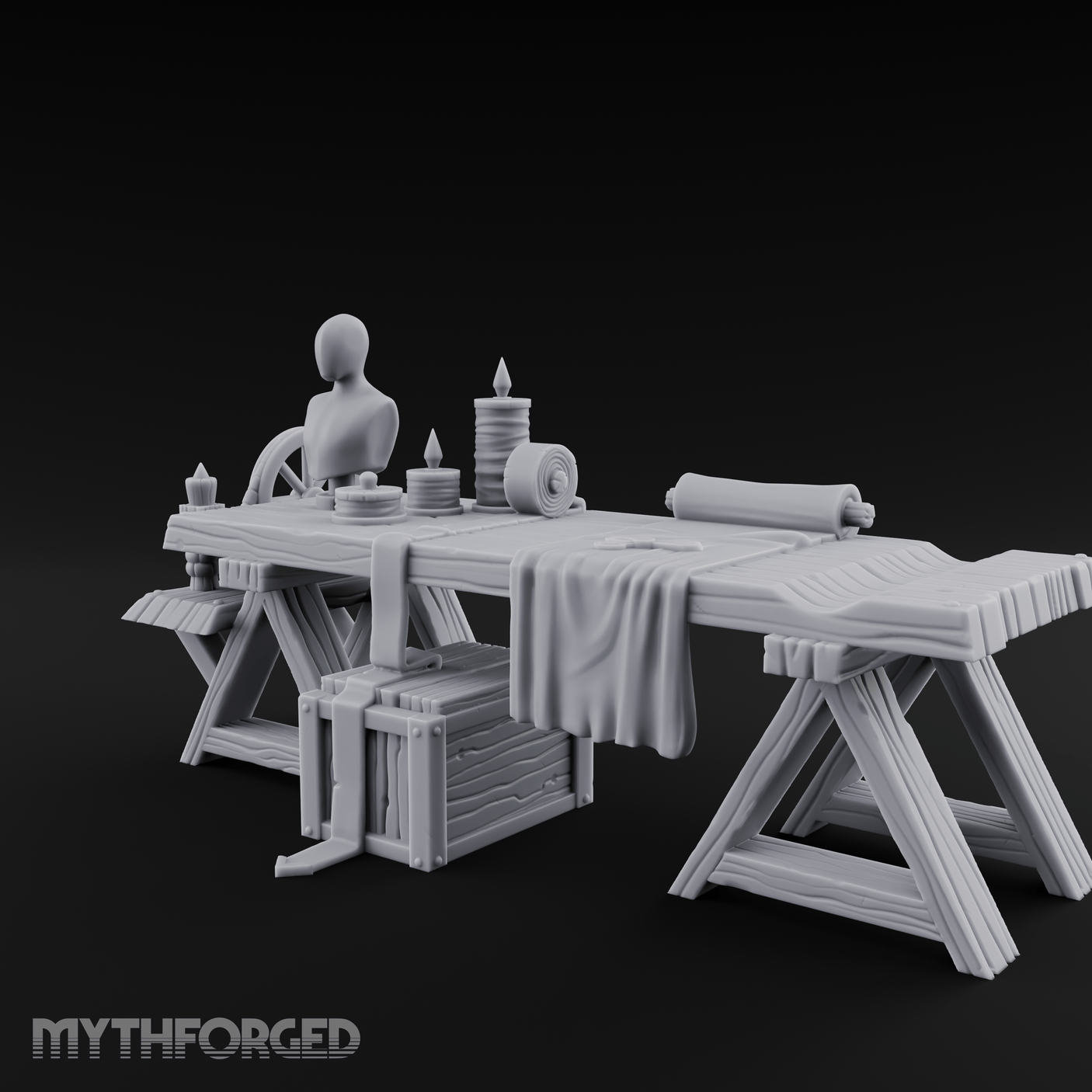 Tailored-Display Tailor's Work Table Miniature for Dungeons and Dragons, Pathfinder or other TTRPGs