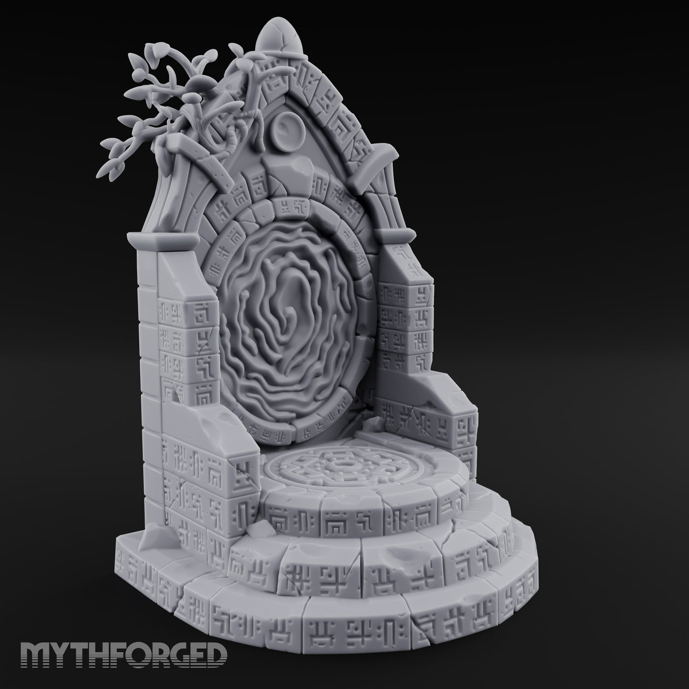 Vine-Draped Arcane Portal Shrine Miniature for Dungeons and Dragons, Pathfinder or other TTRPGs