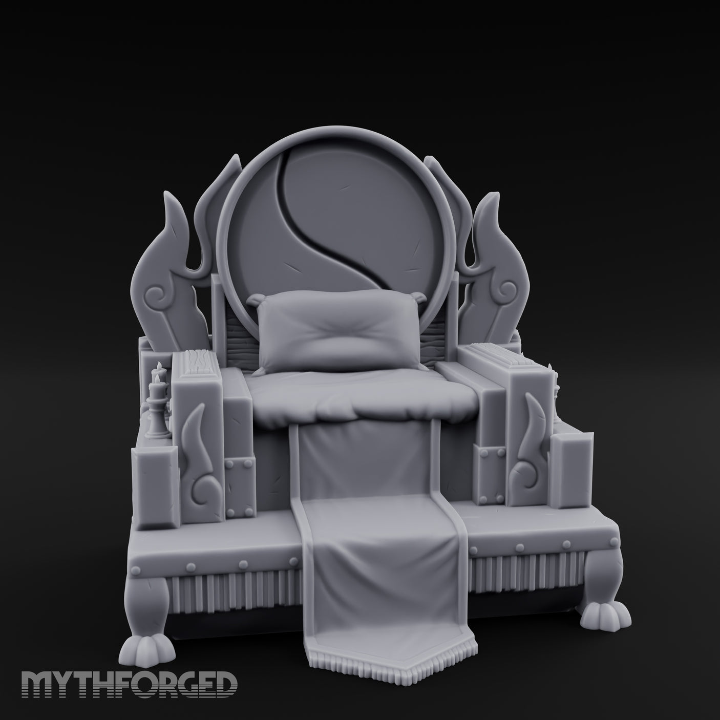 Flame-Crowned Demon Lord's Throne Miniature for Dungeons and Dragons, Pathfinder or other TTRPGs