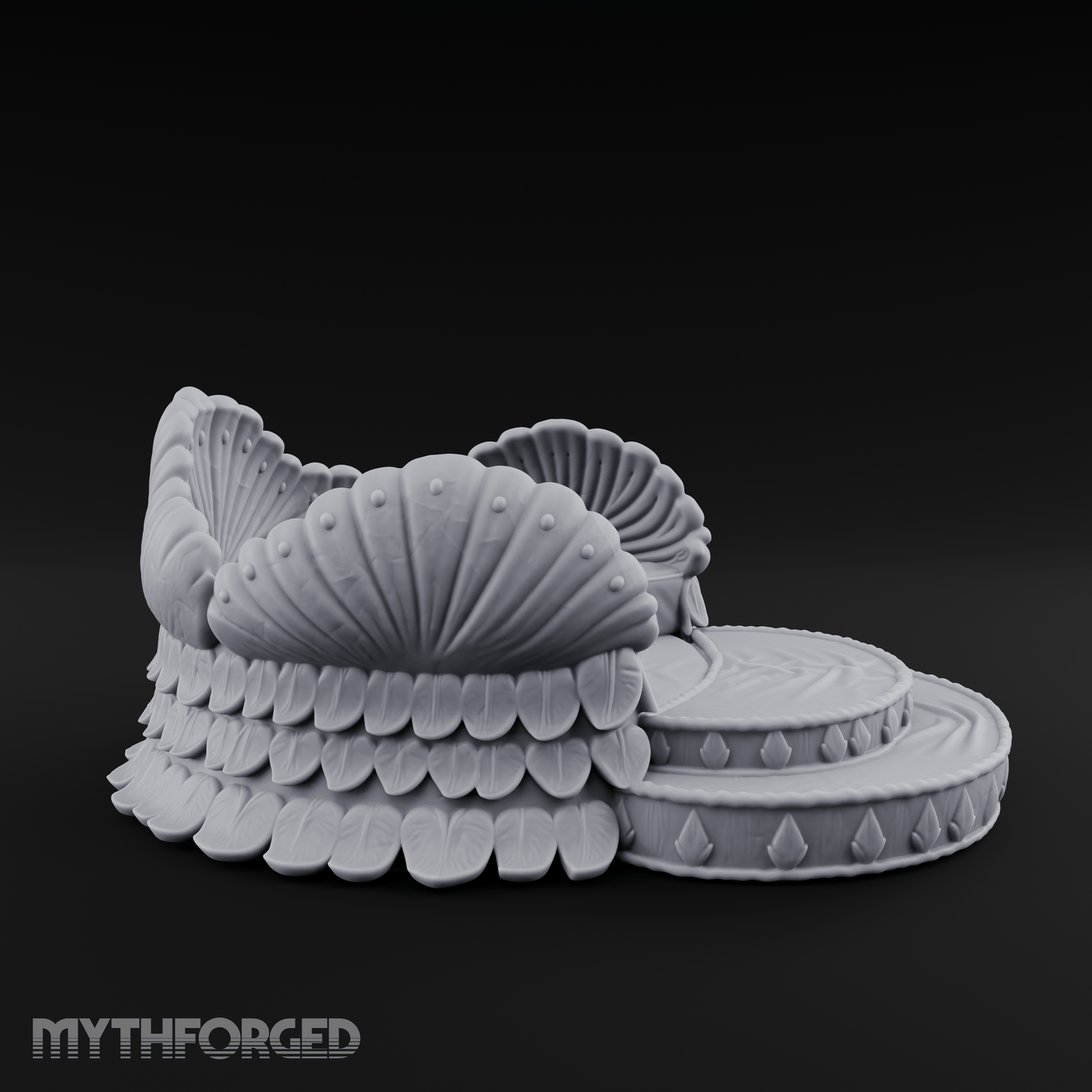 Shell-Crowned Ritual Throne Miniature for Dungeons and Dragons, Pathfinder or other TTRPGs