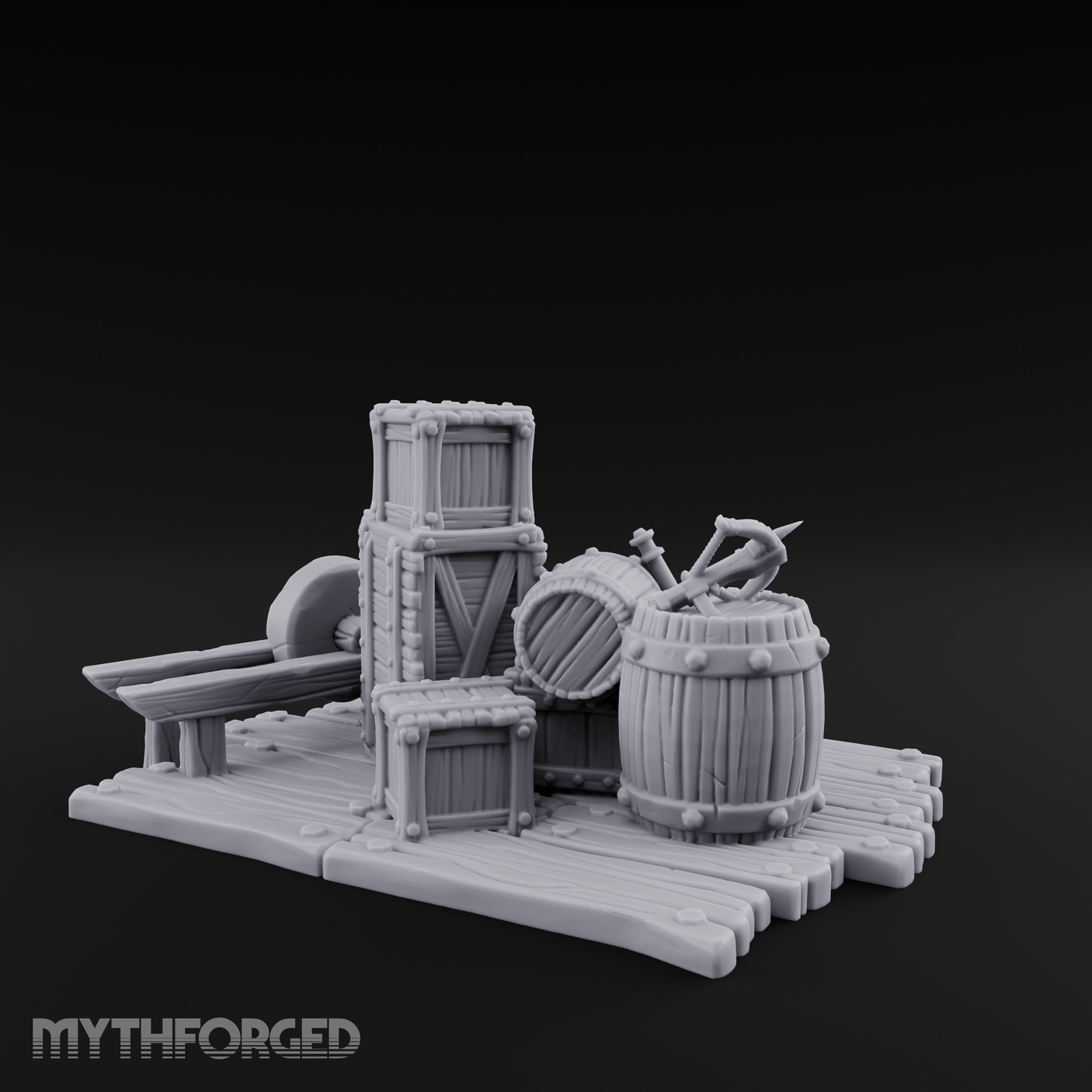 Rope-Bound Merchant Cargo Display Miniature for Dungeons and Dragons, Pathfinder or other TTRPGs