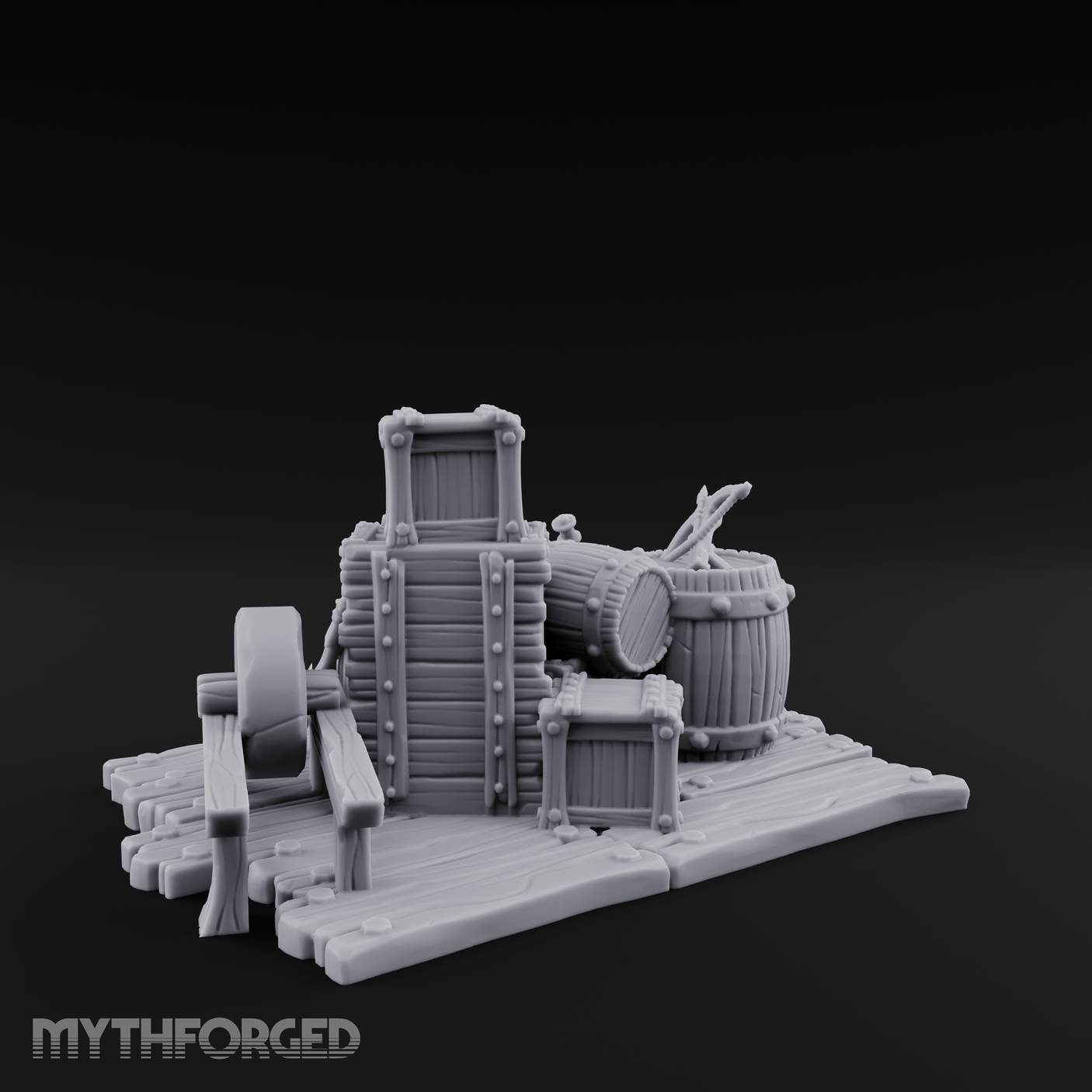 Rope-Bound Merchant Cargo Display Miniature for Dungeons and Dragons, Pathfinder or other TTRPGs