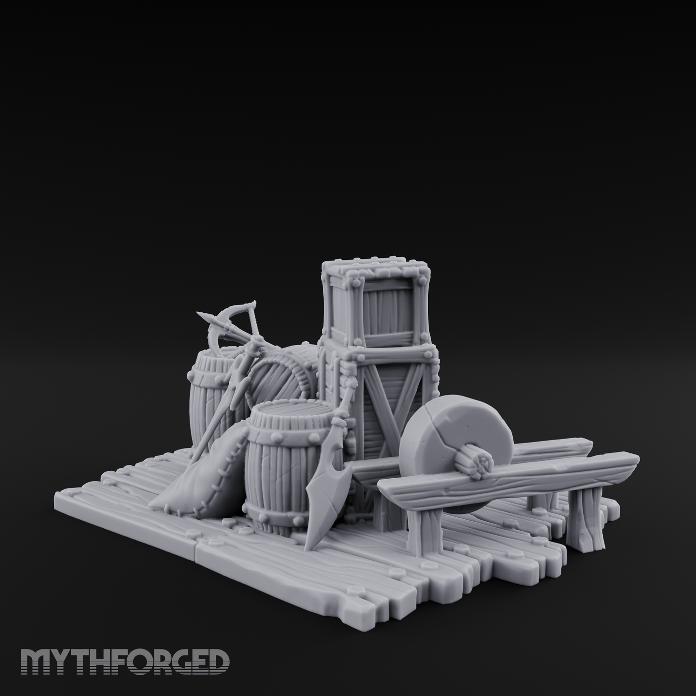 Rope-Bound Merchant Cargo Display Miniature for Dungeons and Dragons, Pathfinder or other TTRPGs