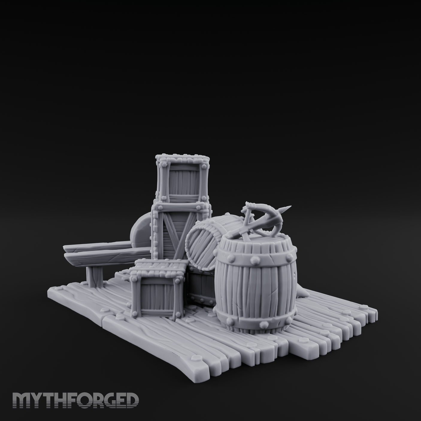 Rope-Bound Merchant Cargo Display Miniature for Dungeons and Dragons, Pathfinder or other TTRPGs