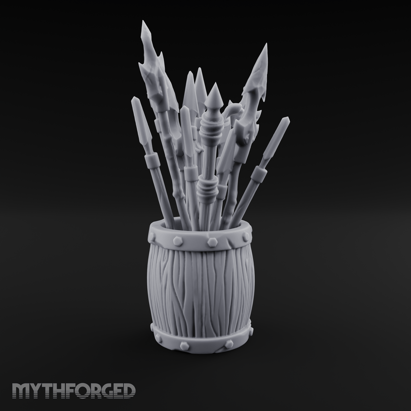 Pointy Barrel of Spears A Miniature for Dungeons and Dragons, Pathfinder or other TTRPGs