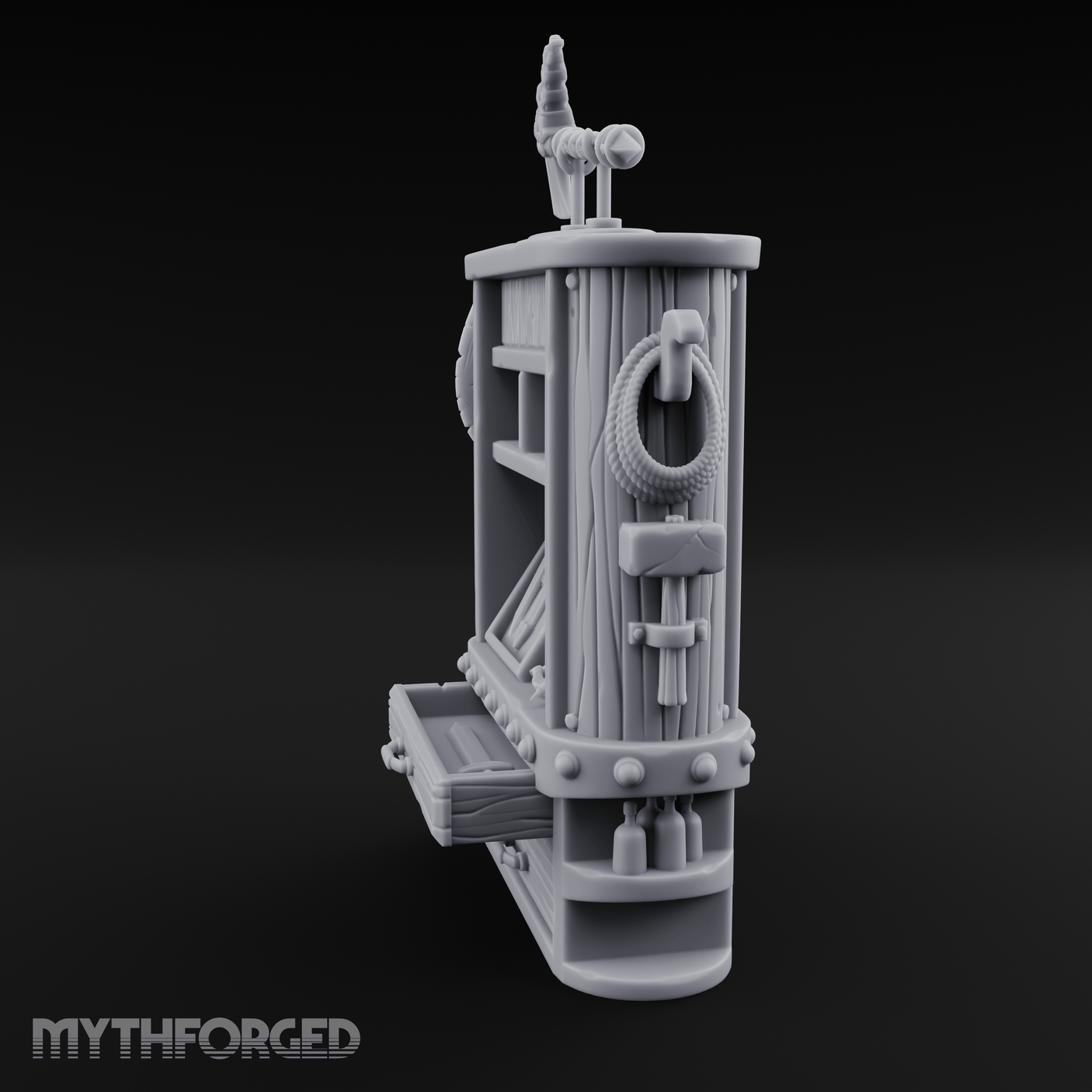 Tool-Laden Weapon Shop Counter Miniature for Dungeons and Dragons, Pathfinder or other TTRPGs