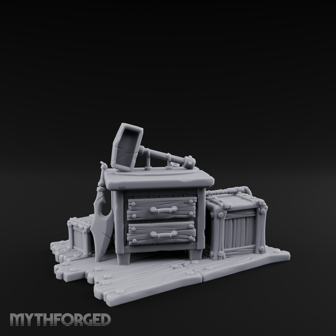 Hammer-Crowned Blacksmith Workshop Miniature for Dungeons and Dragons, Pathfinder or other TTRPGs