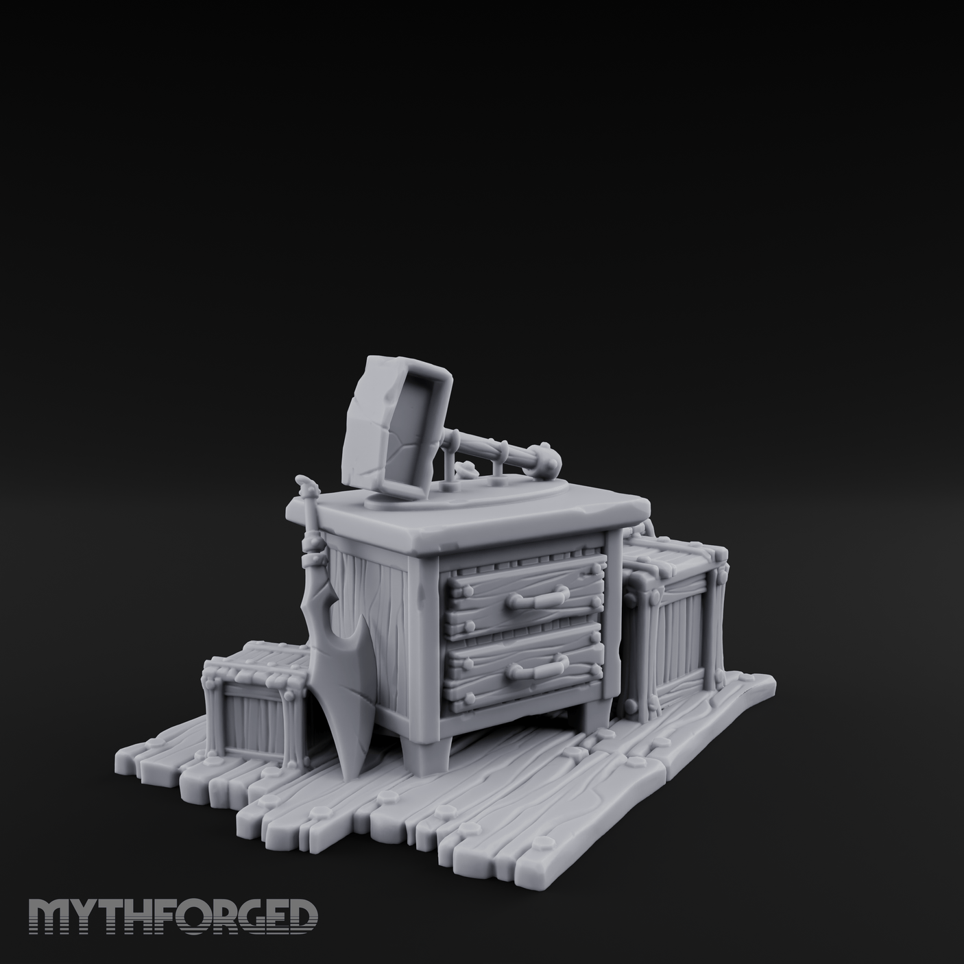 Hammer-Crowned Blacksmith Workshop Miniature for Dungeons and Dragons, Pathfinder or other TTRPGs