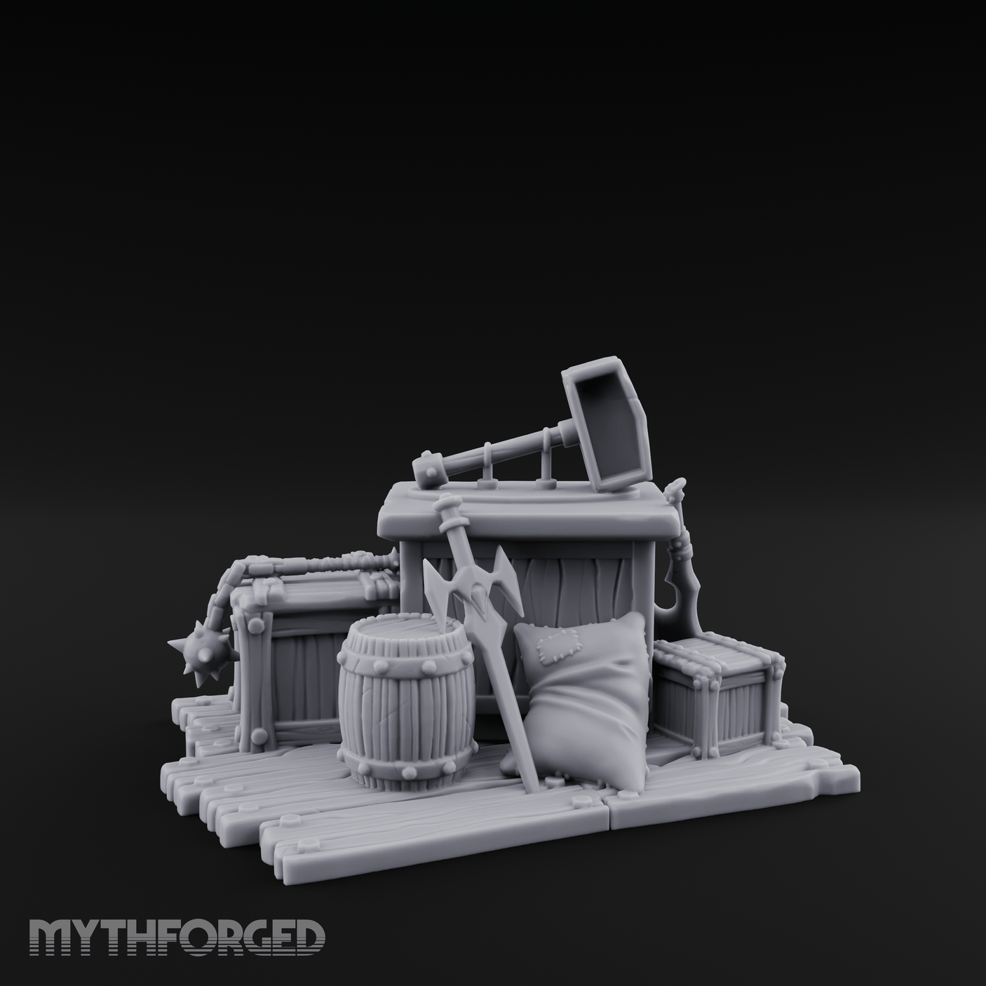 Hammer-Crowned Blacksmith Workshop Miniature for Dungeons and Dragons, Pathfinder or other TTRPGs