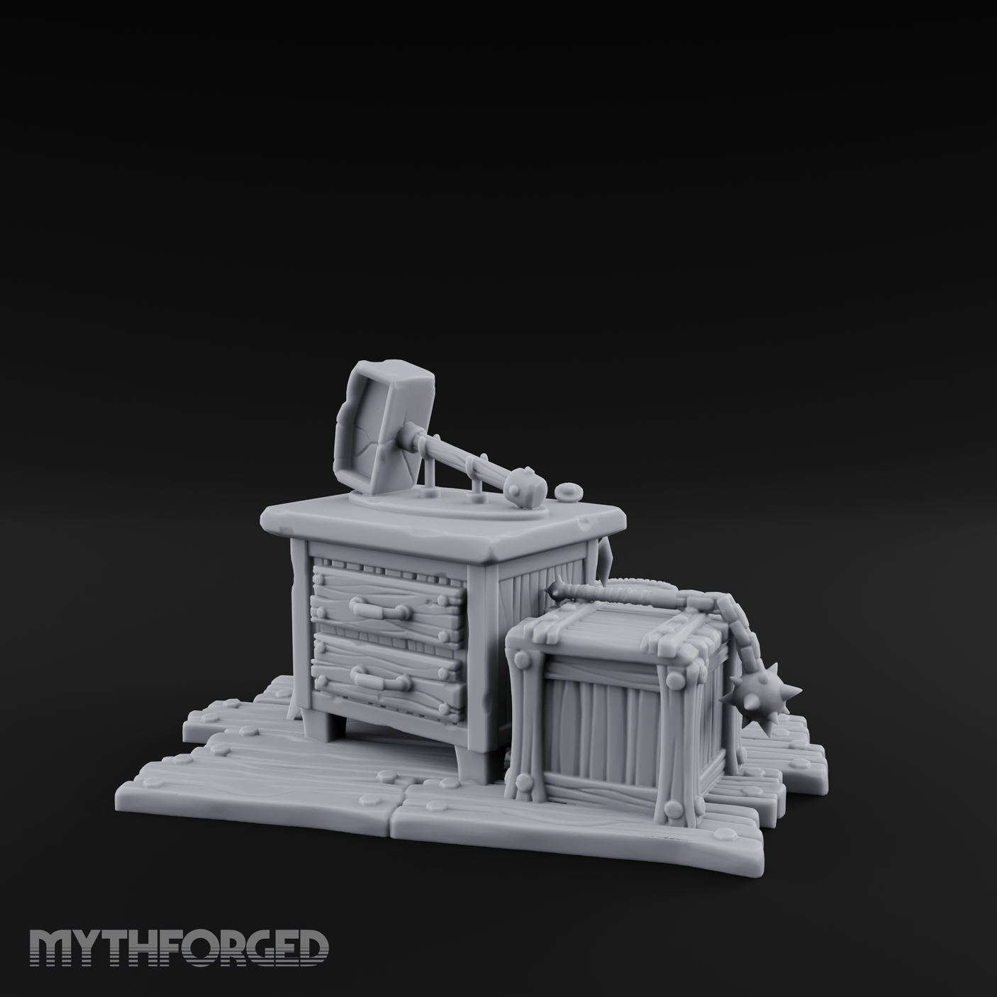 Hammer-Crowned Blacksmith Workshop Miniature for Dungeons and Dragons, Pathfinder or other TTRPGs